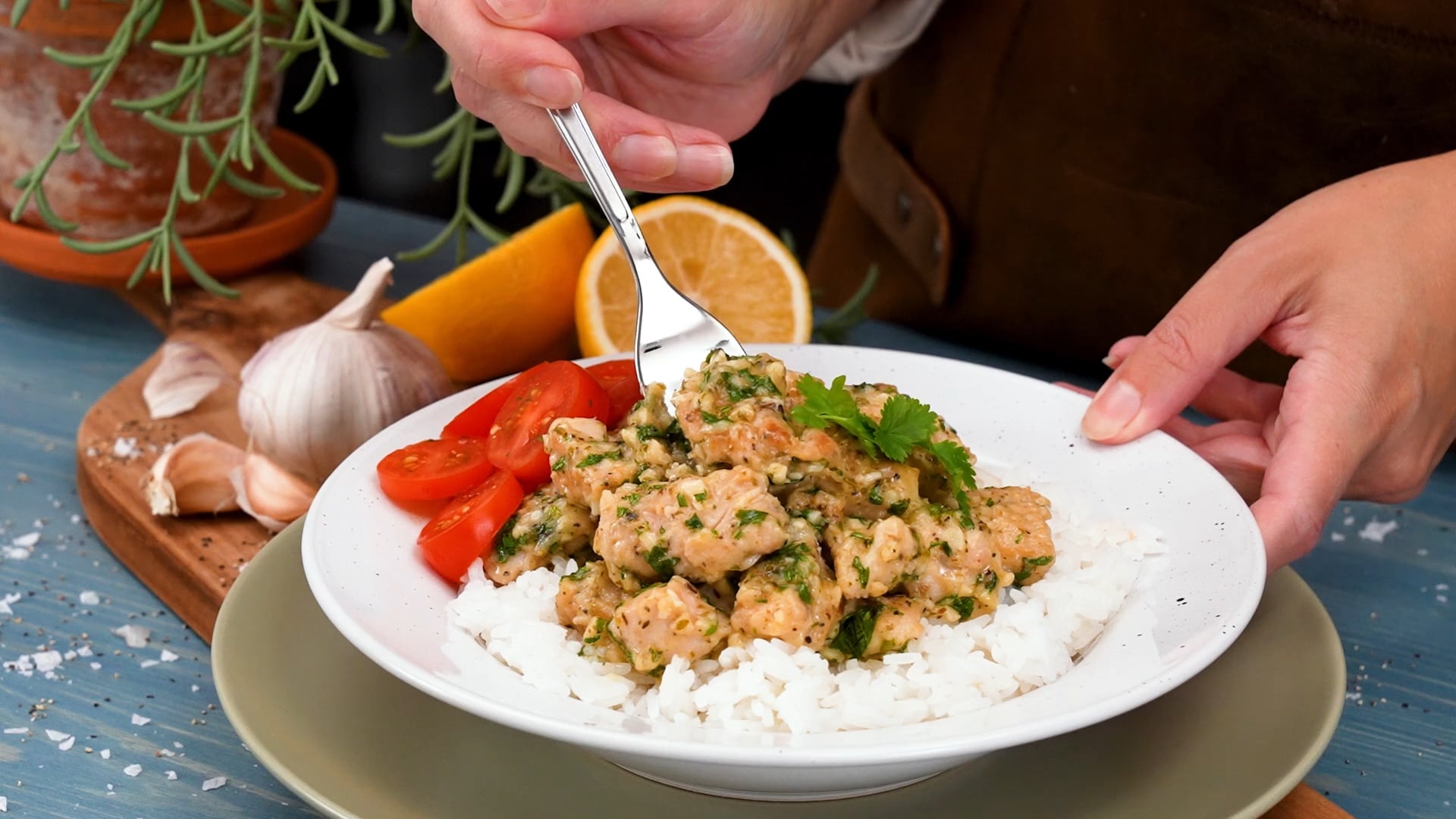 Kyckling med citron och vitlök