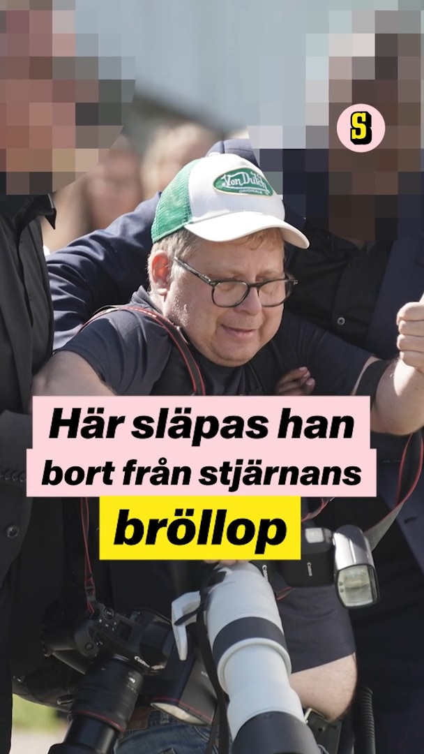 Här släpas han bort från Arsenal-stjärnans bröllop