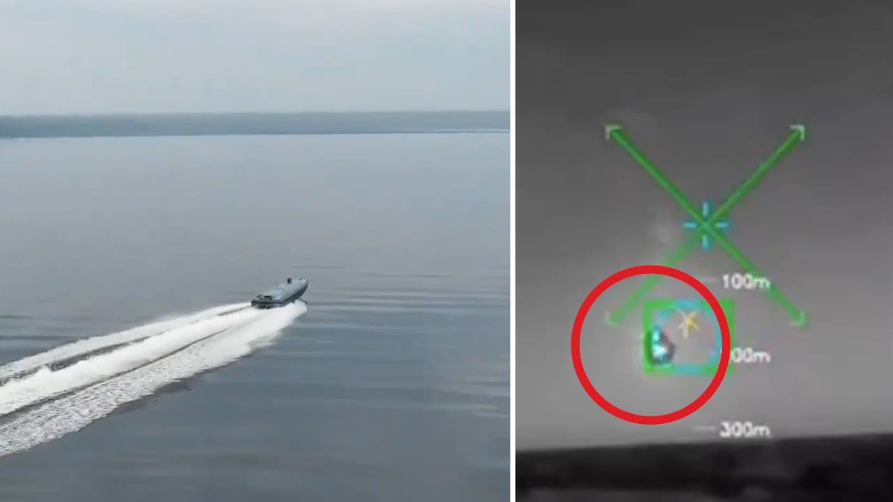 Här skjuter havsdrönaren ner ett stridsflyg