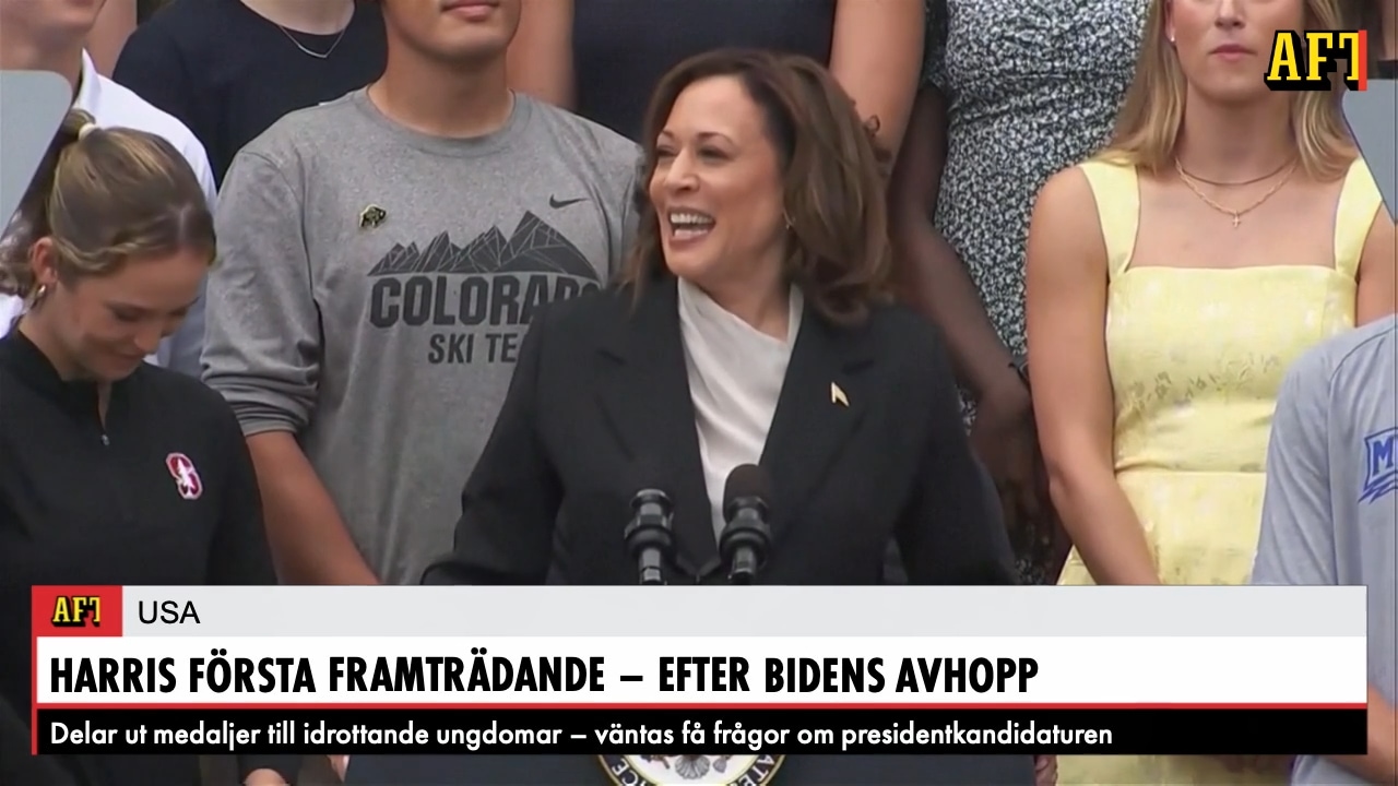Harris första framträdande – hyllar Biden