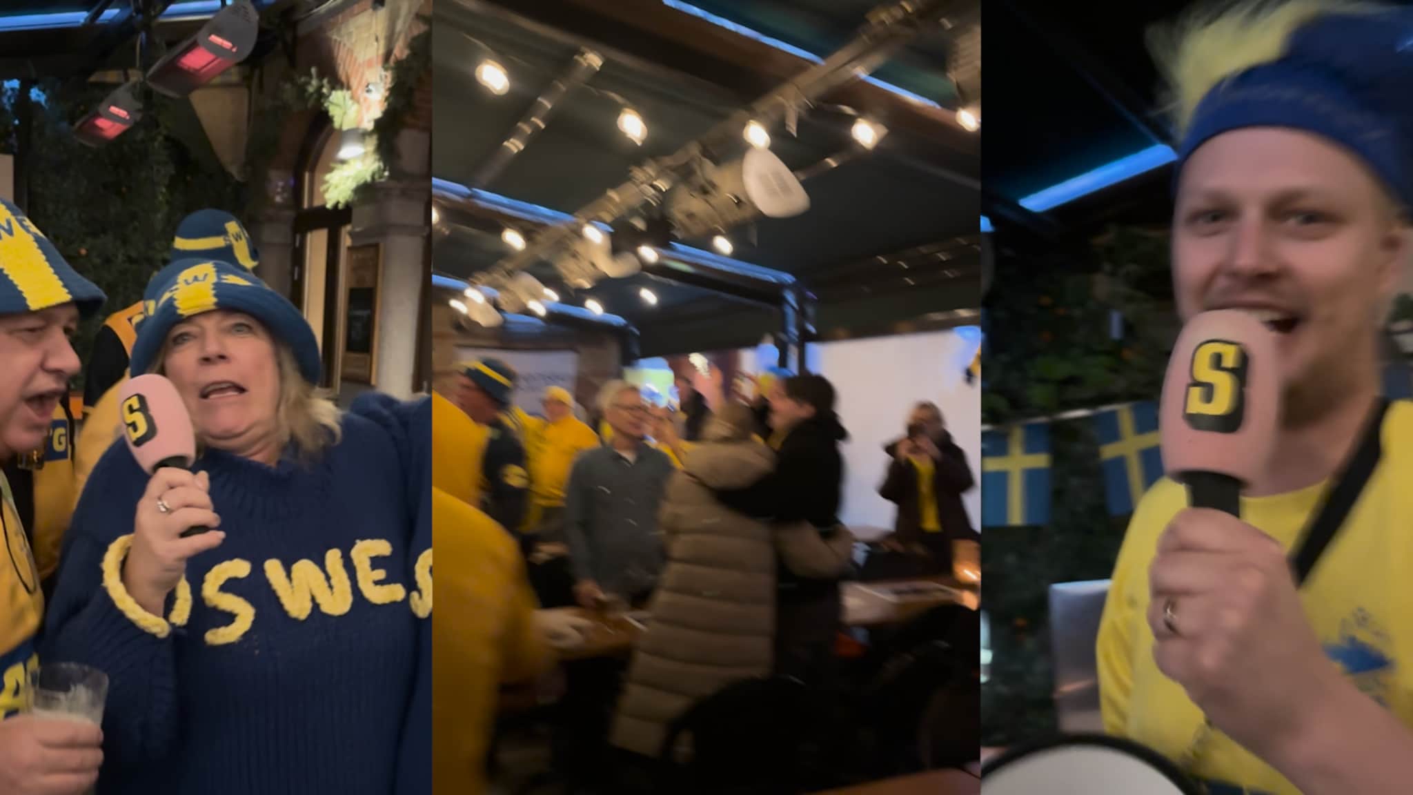 Här laddar Gula väggen inför handbollsmatch