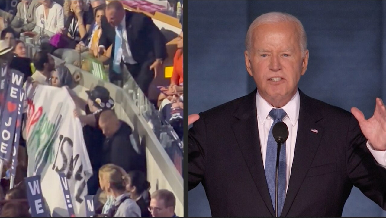 Protester på Bidens konvent i Chicago