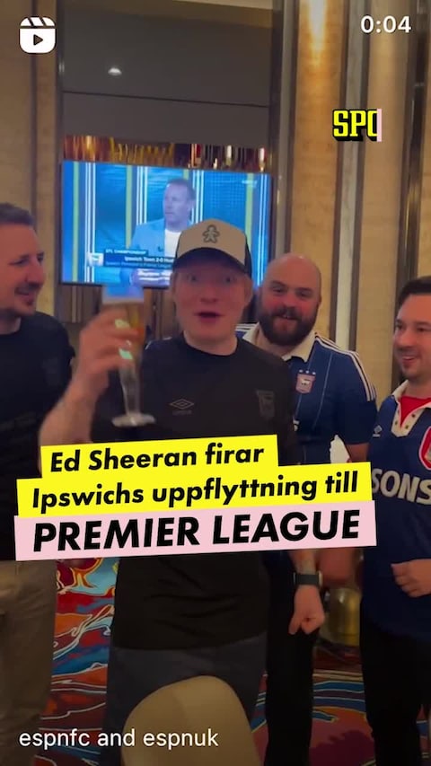 Här firar Ed Sheeran Ipswich uppflyttning till Premier League