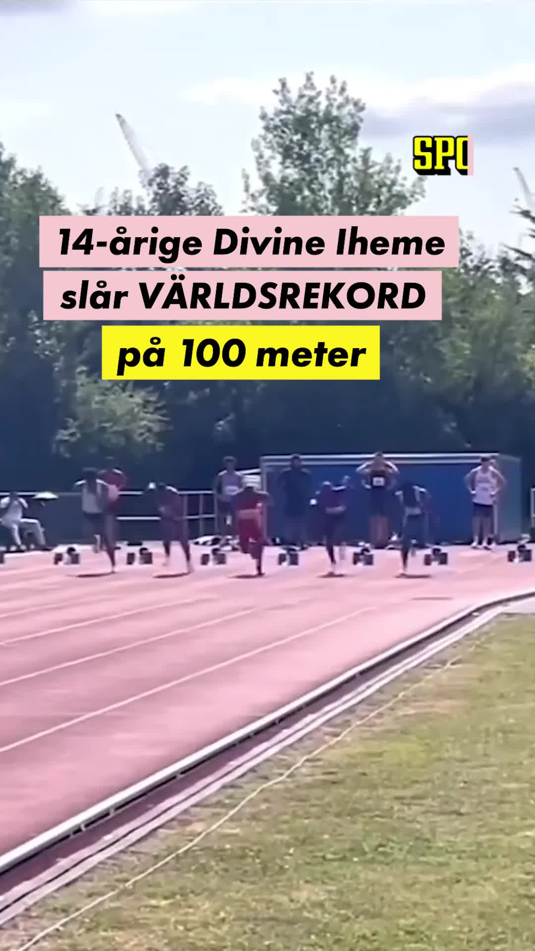 Här slår 14-åringen världsrekord på 100 meter