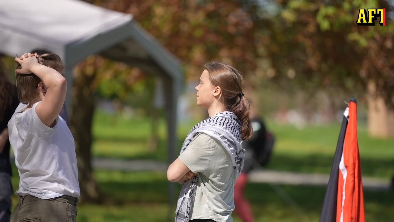 Greta Thunberg slår läger – studentprotest mot Israel