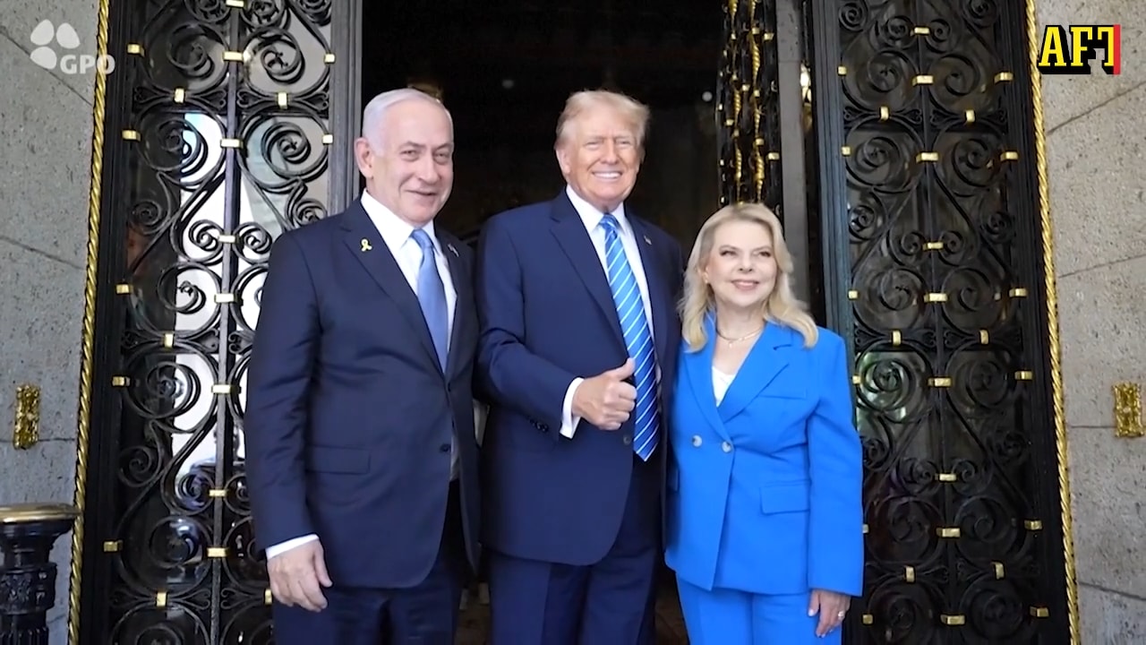 Här tar Trump emot Netanyahu – utan bandage på örat