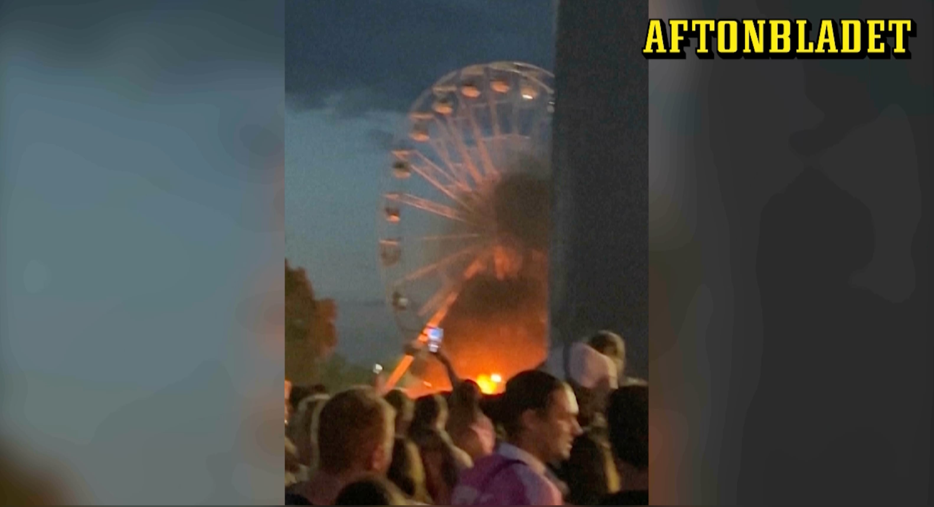 Pariserhjul i lågor på festival