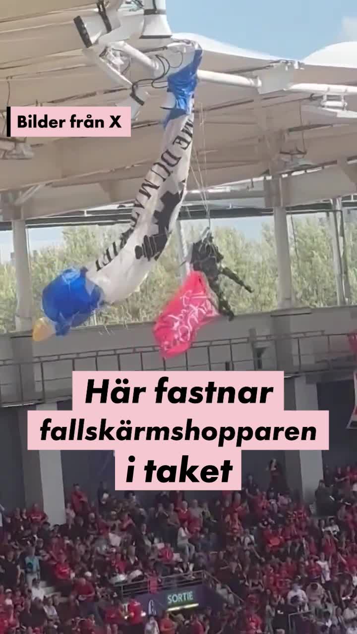 Här fastnar fallskärmen i taket