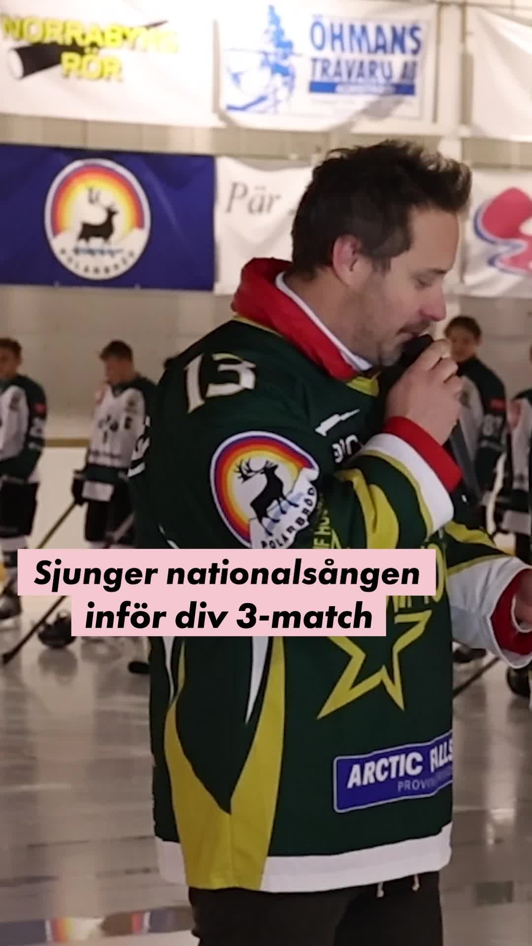 Sjunger nationalsången inför Div 3-match