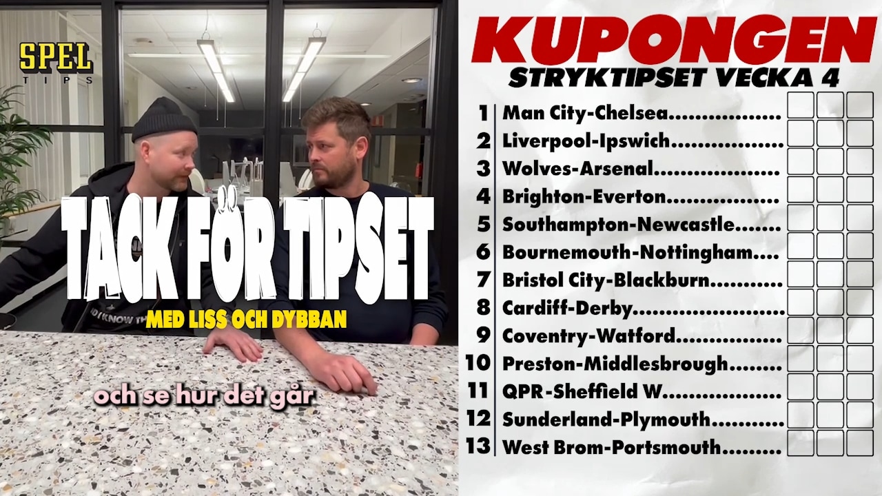 Tack för tipset: Guide till stryktipset 25 januari