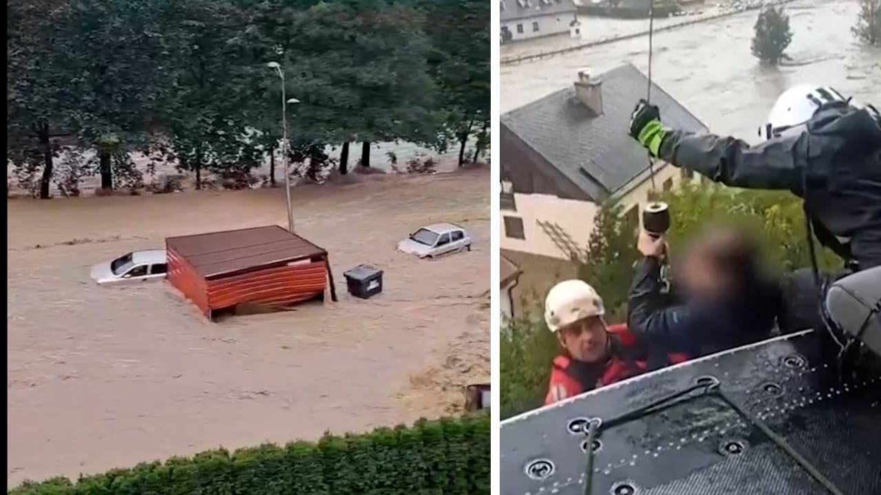 Här flyter hus efter stormen Boris – flera döda