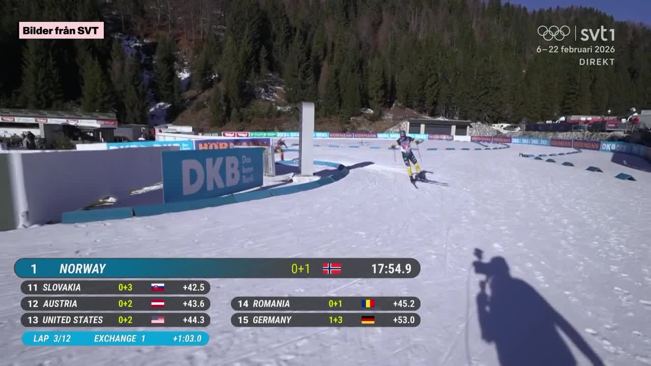 Herrarna kniper en tredjeplats i stafetten – efter en stor upphämtning