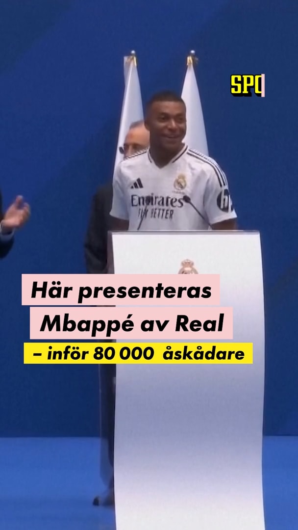 Här presenteras Mbappé på ett fullsatt Santiago Bernabéu