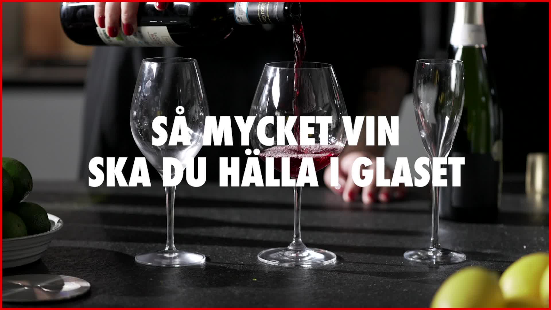 Så mycket vin ska du hälla i glaset