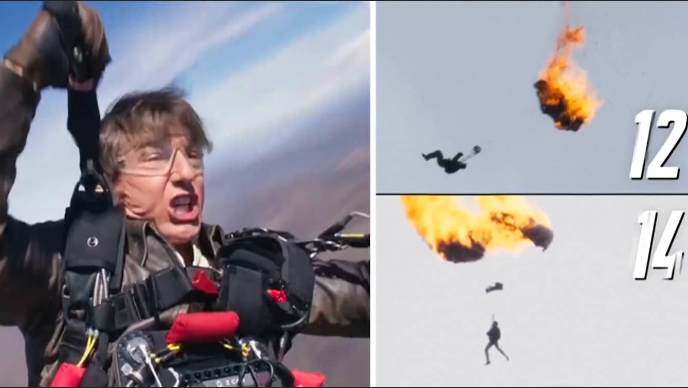 Tom Cruise – ny världsrekordhållare i hopp med brinnande fallskärm