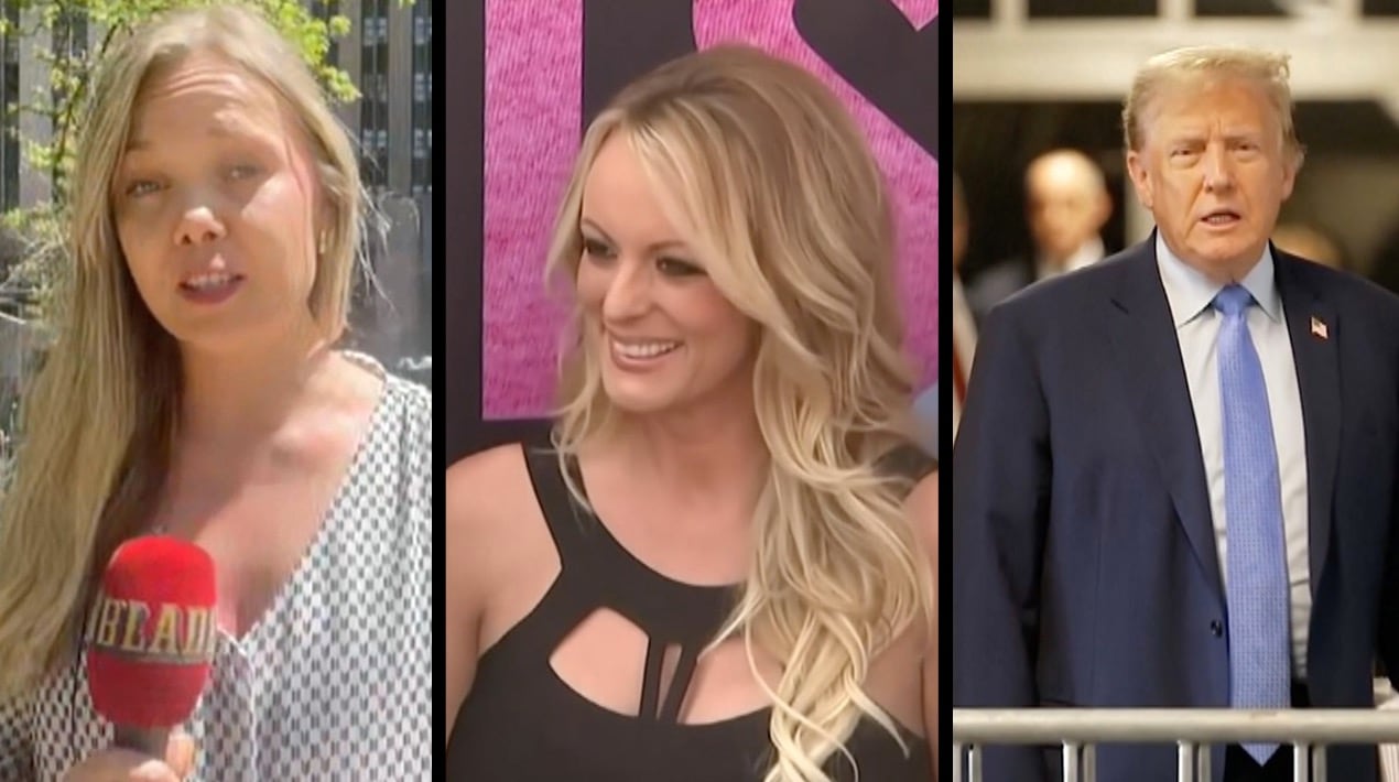 &ldquo;Stormy Daniels pratar väldigt fort, hon verkar nervös&rdquo; – Aftonbladets reporter på plats