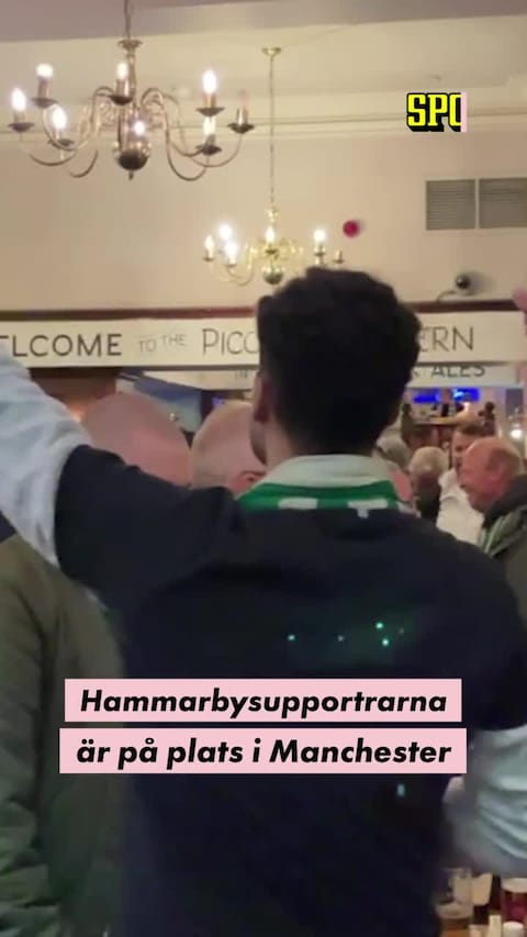 Hammarbysupportrarna är på plats i Manchester