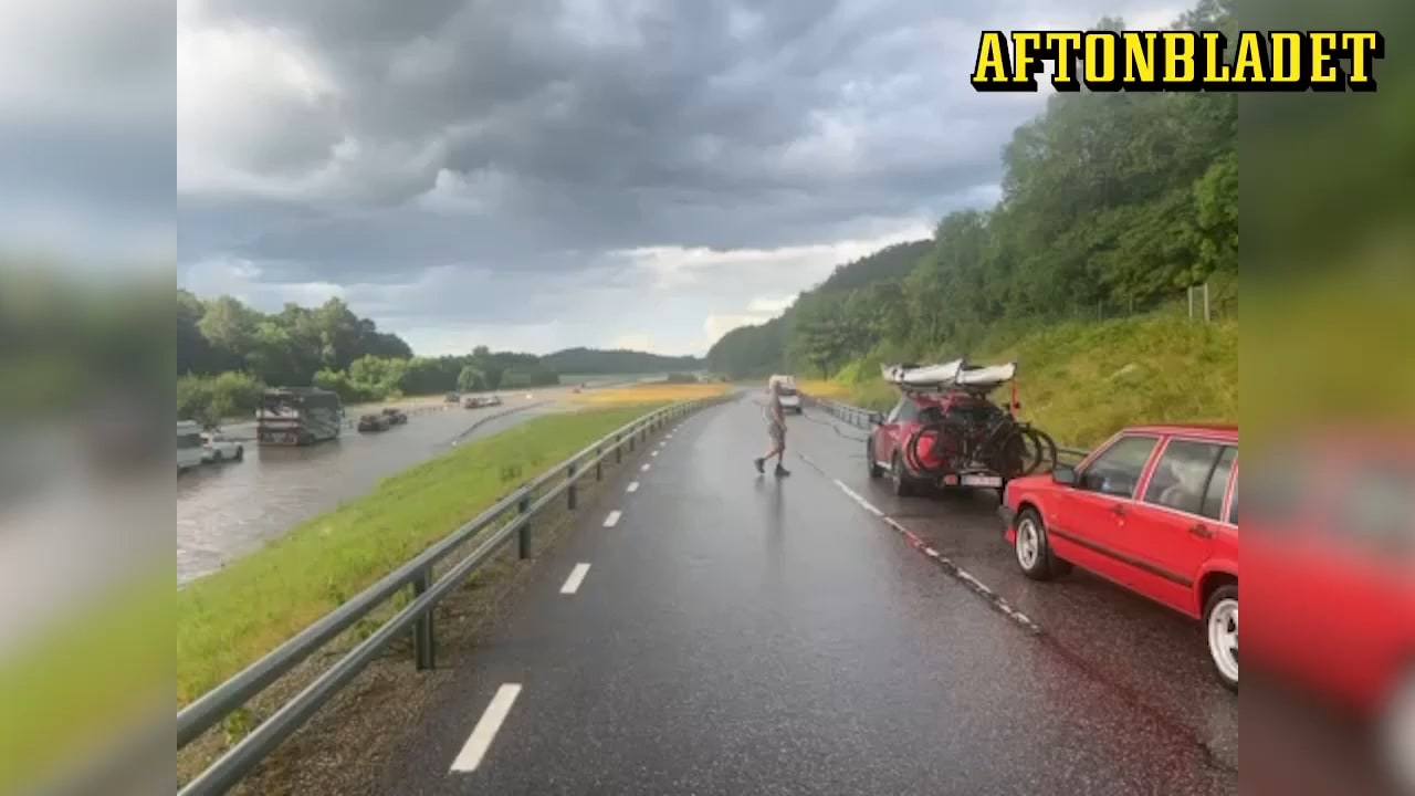 Här forsar vattnet fram längs E45