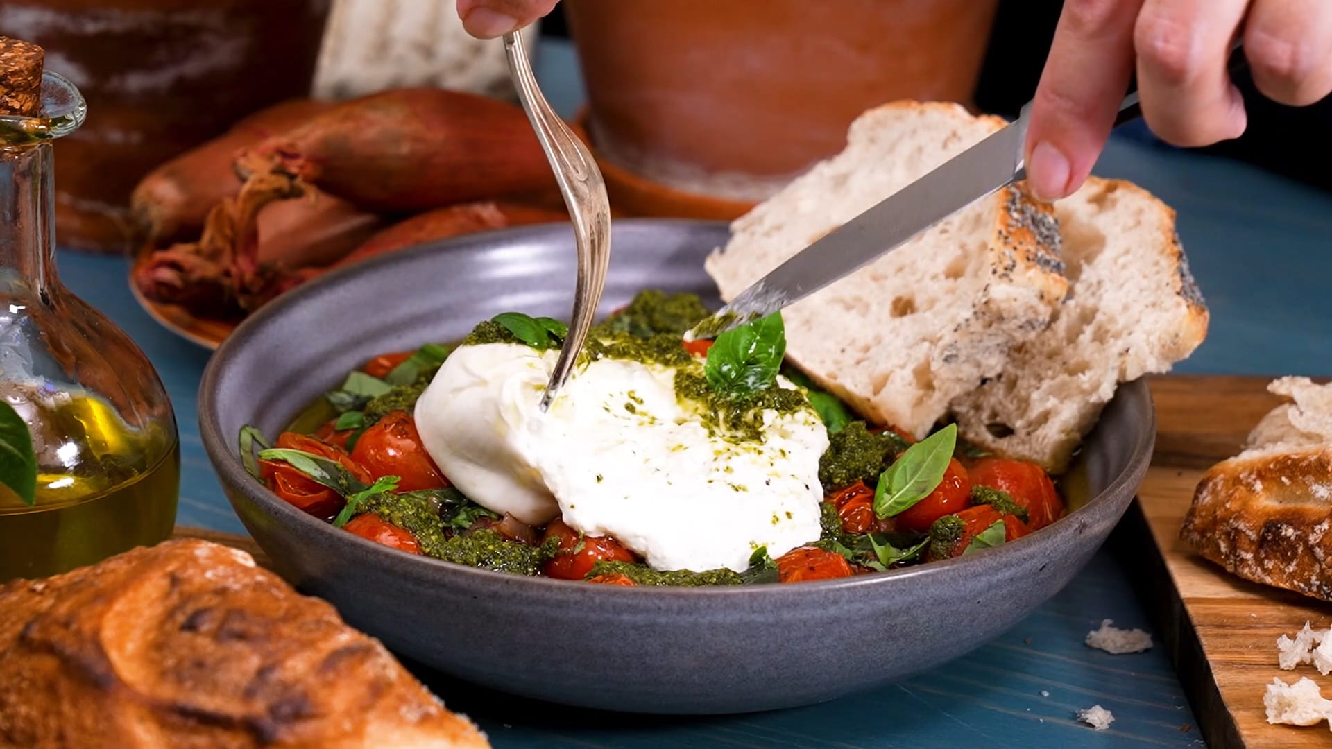 Burrata med ugnsbakade tomater