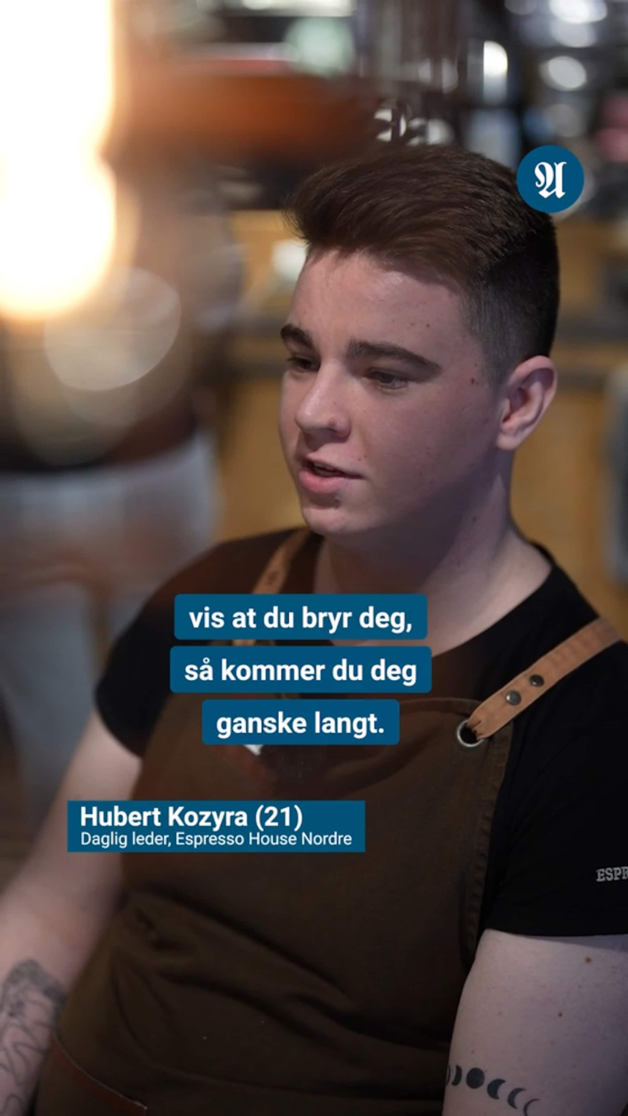 Nå tar Hubert (21) over hele kafeen