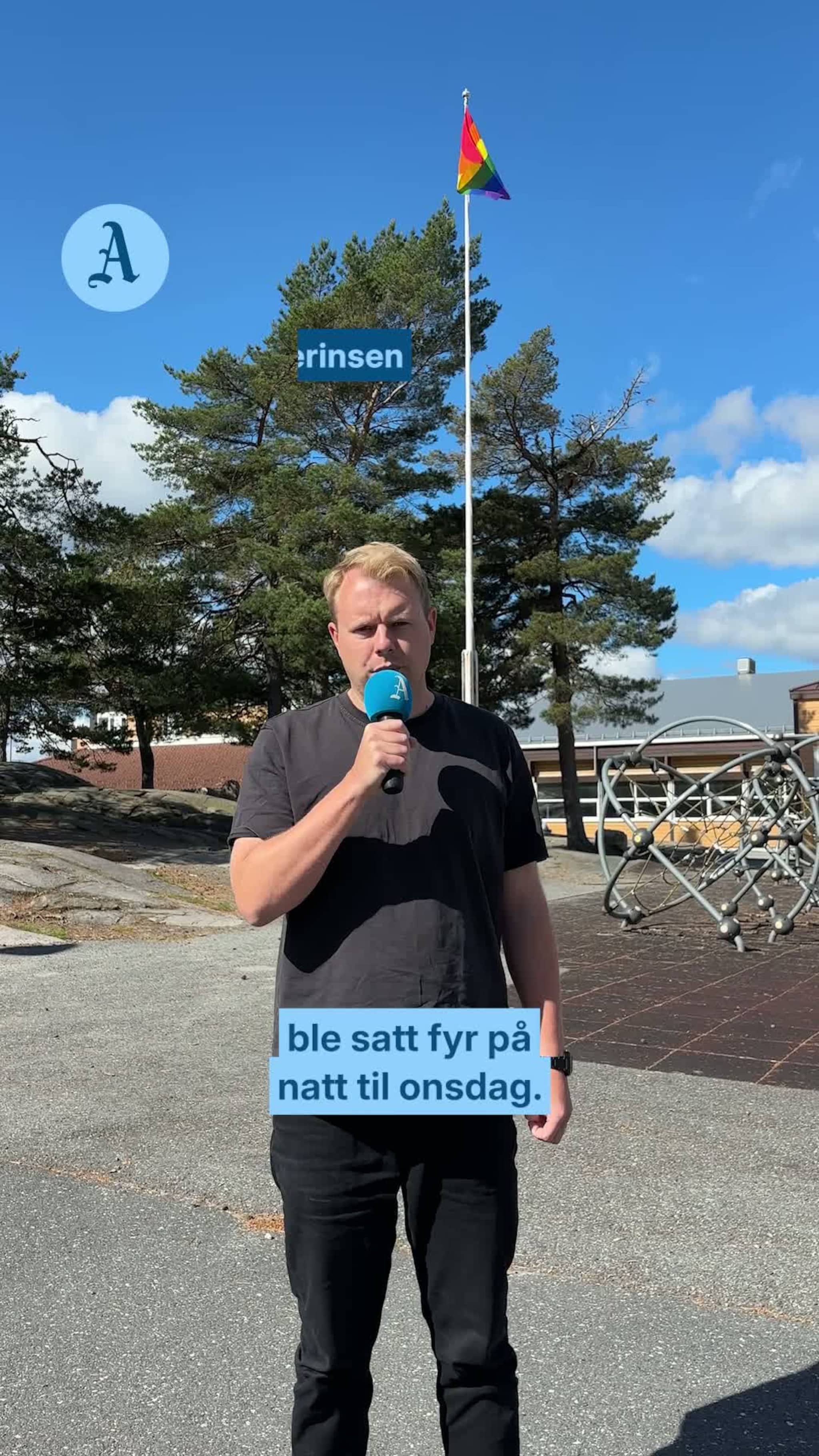 Prideflagg påtent ved skole