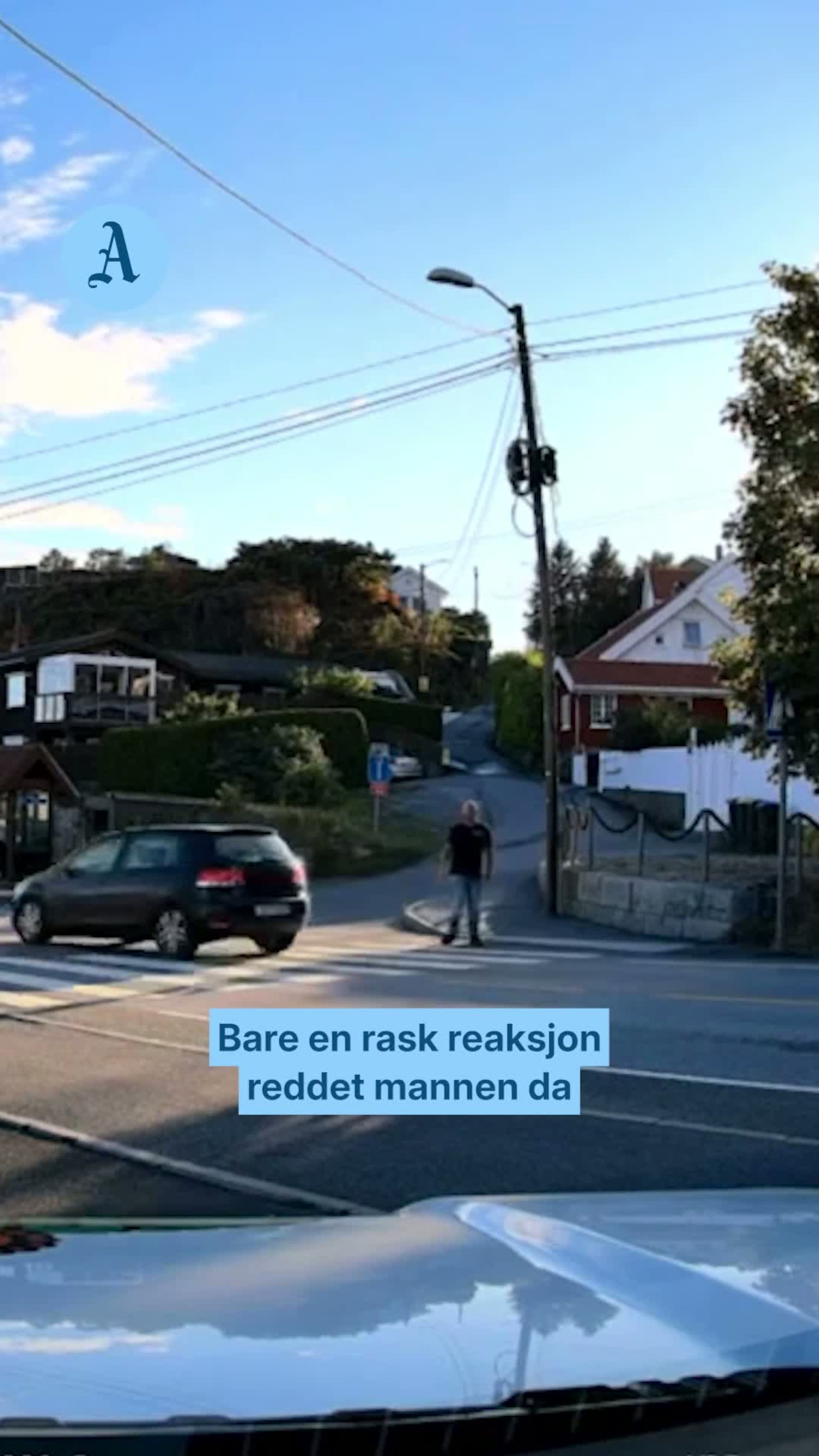 Her blir han nesten påkjørt