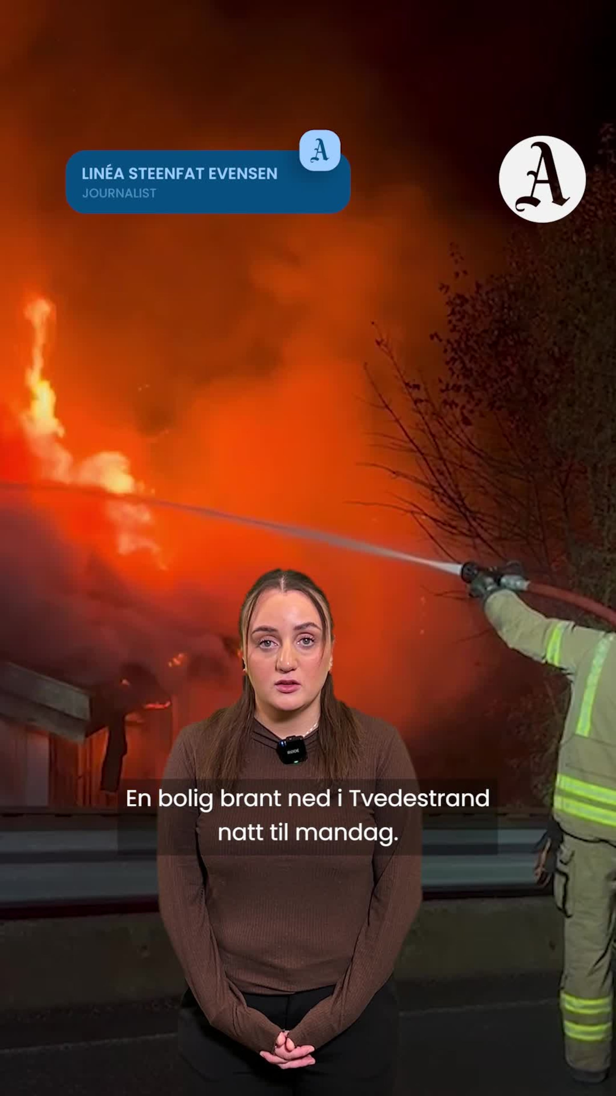 Boligbrann i Tvedestrand