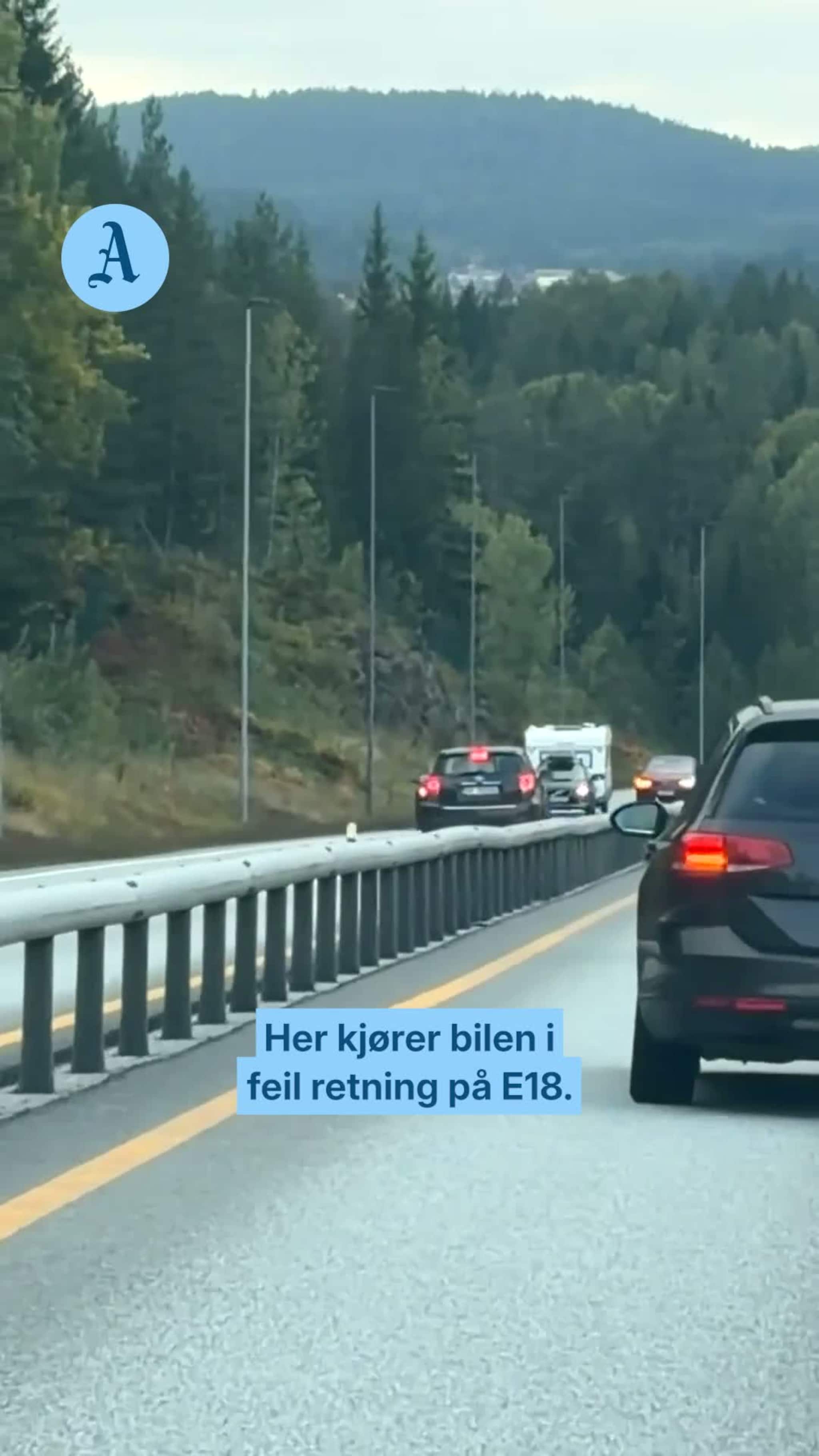 Her kjører bilen i feil retning