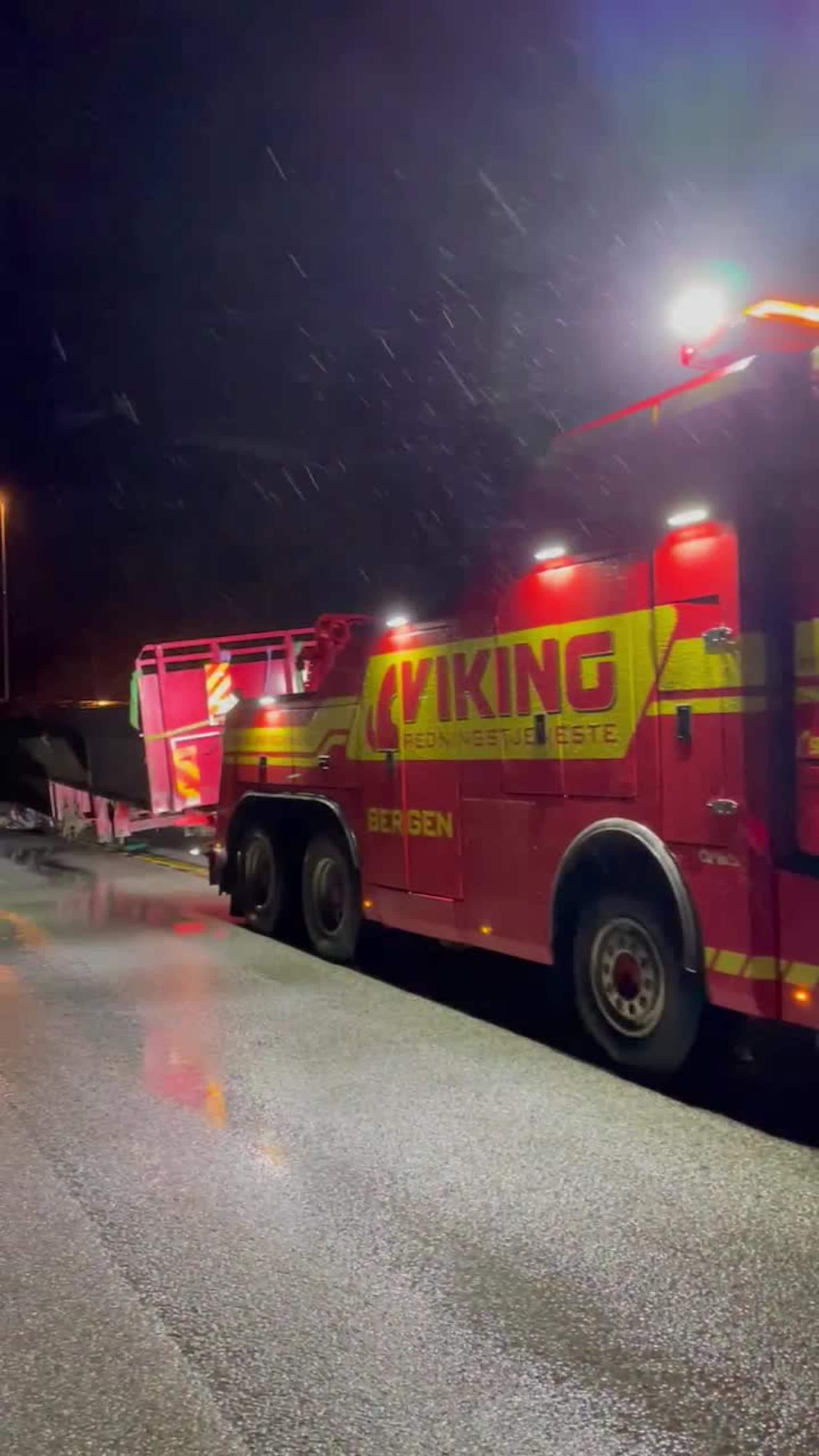 Her blir vogntoget berga