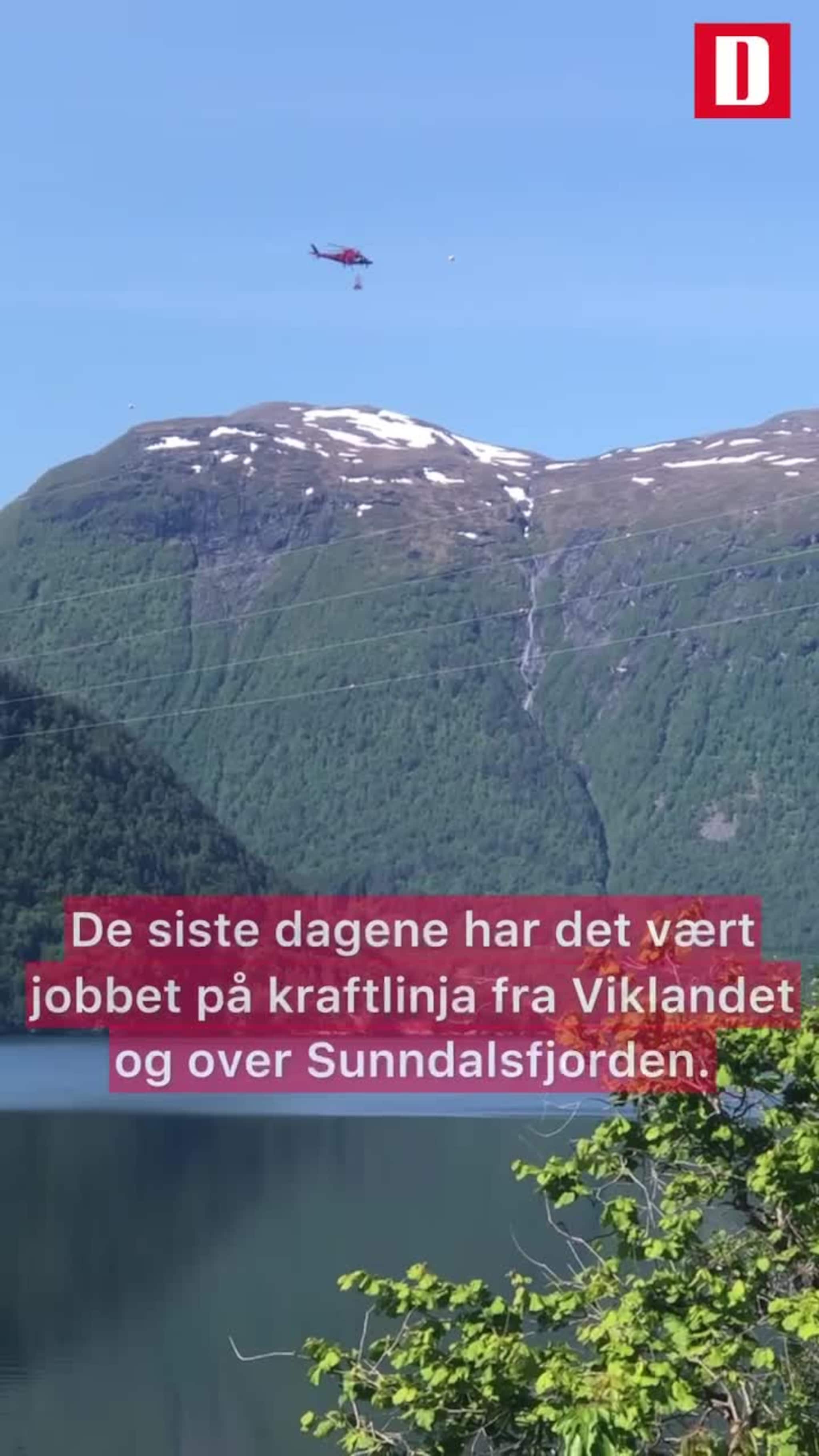 De siste dagene har det vært  jobbet på kraftlinja