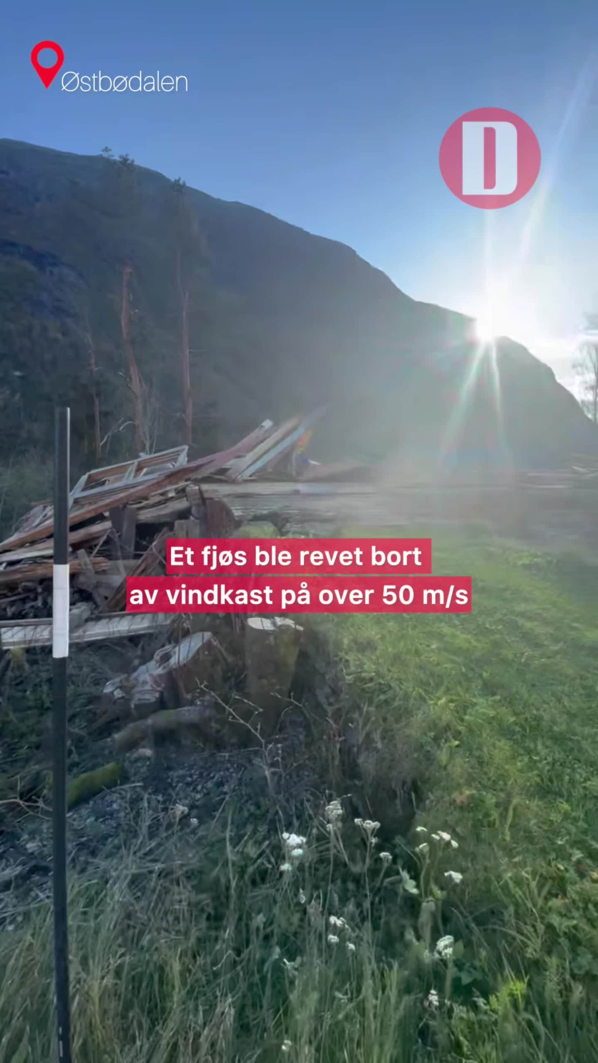 Fjøs, tak og trær revet med av uværet