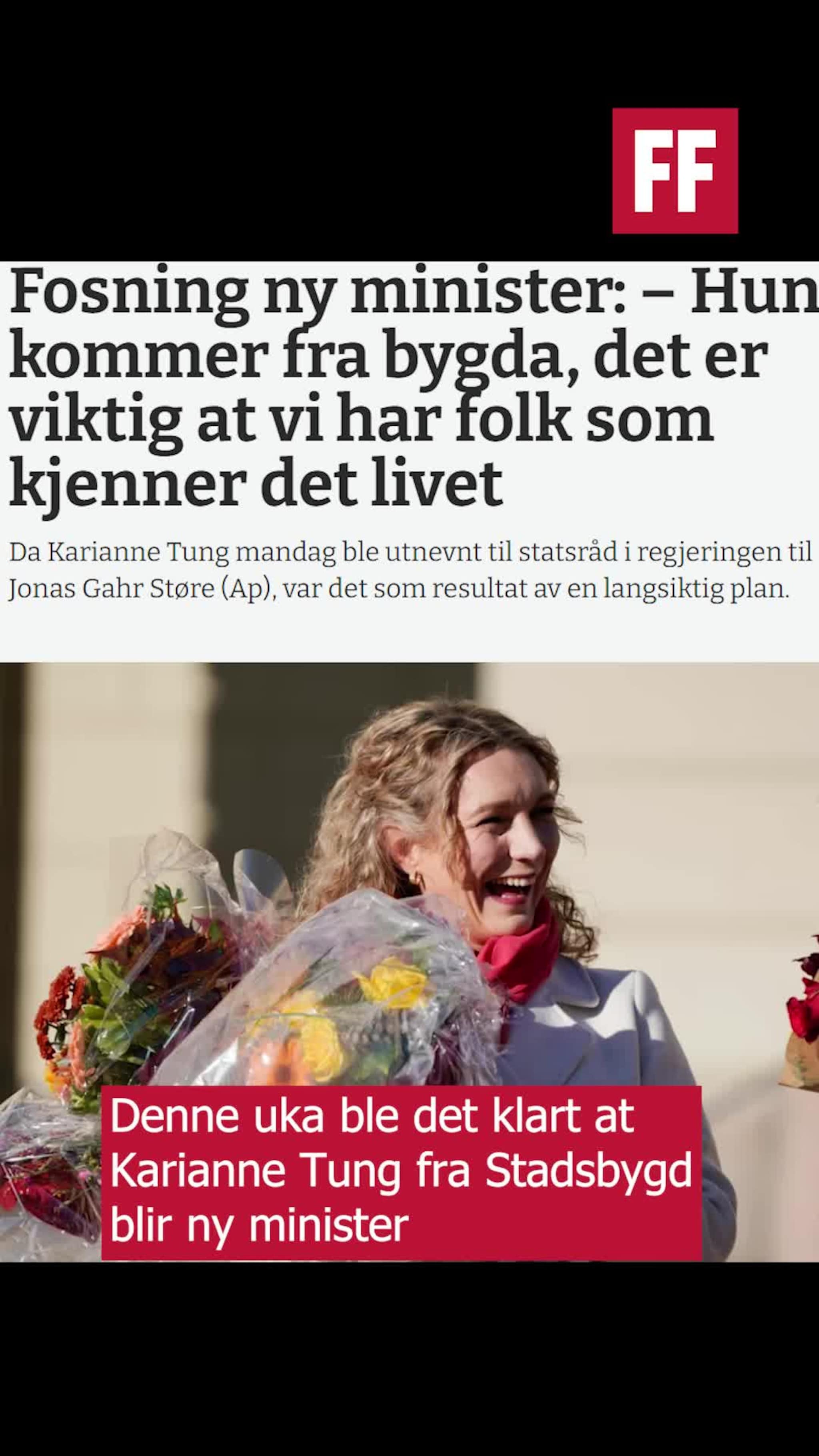 Fosenministerens foreldre om datteras nye utnevnelse