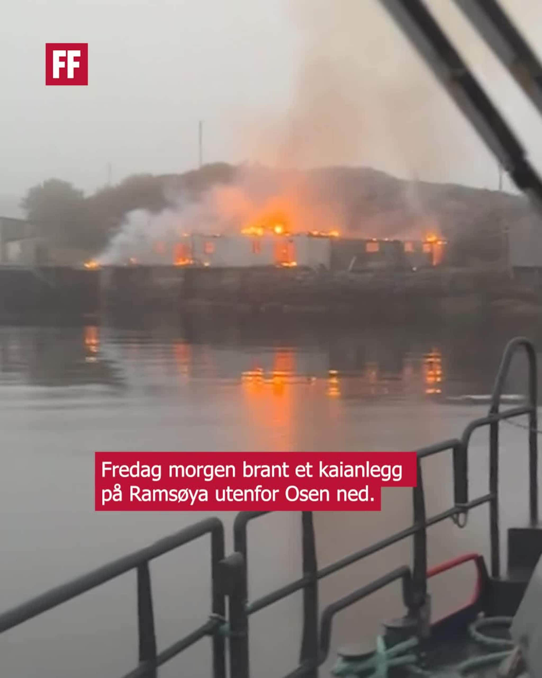 Kaianlegg brant ned i natt