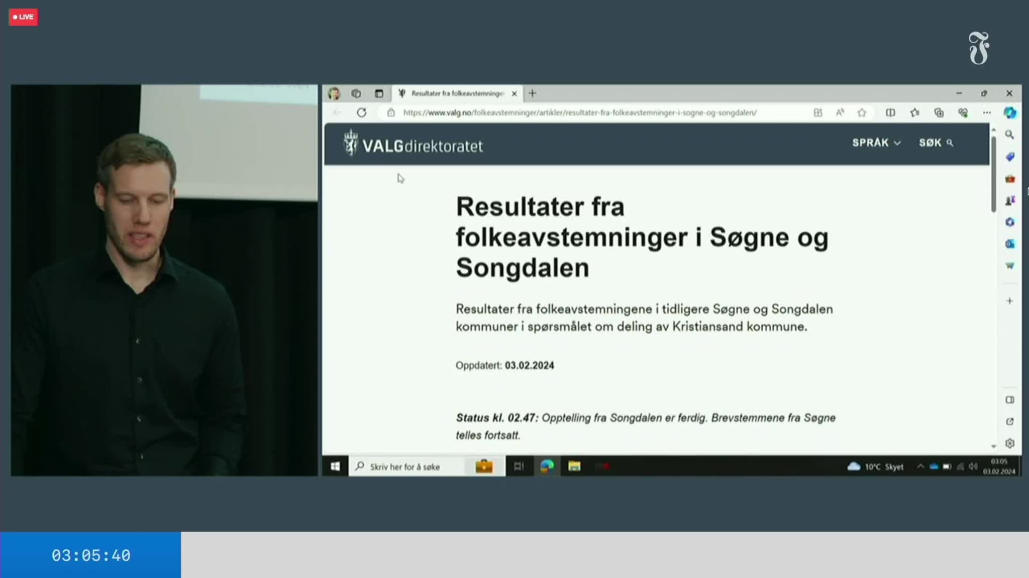 Valgdirektoratet legger fram det endelige resultatet