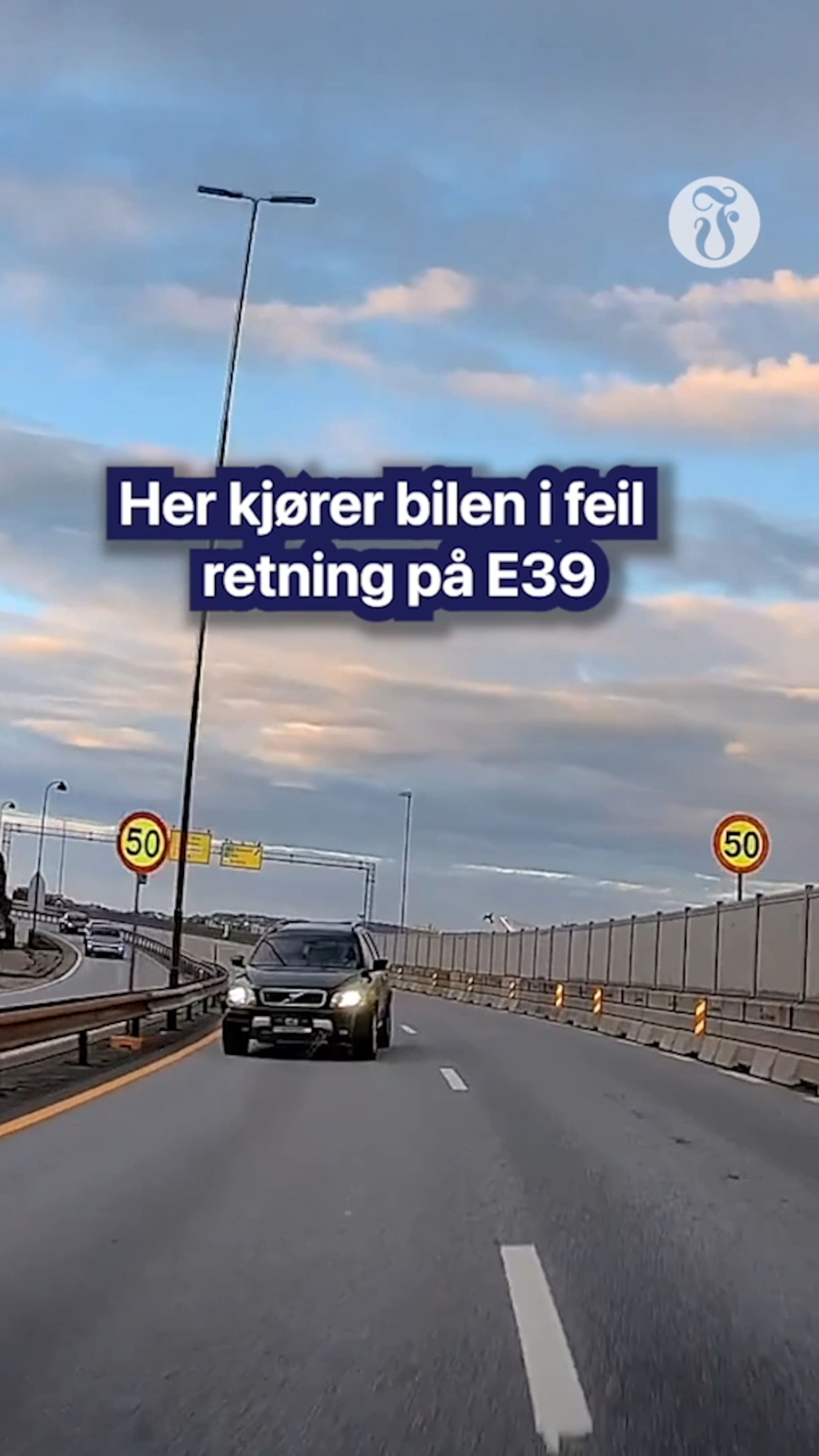 Her møter han bil i feil kjøreretning