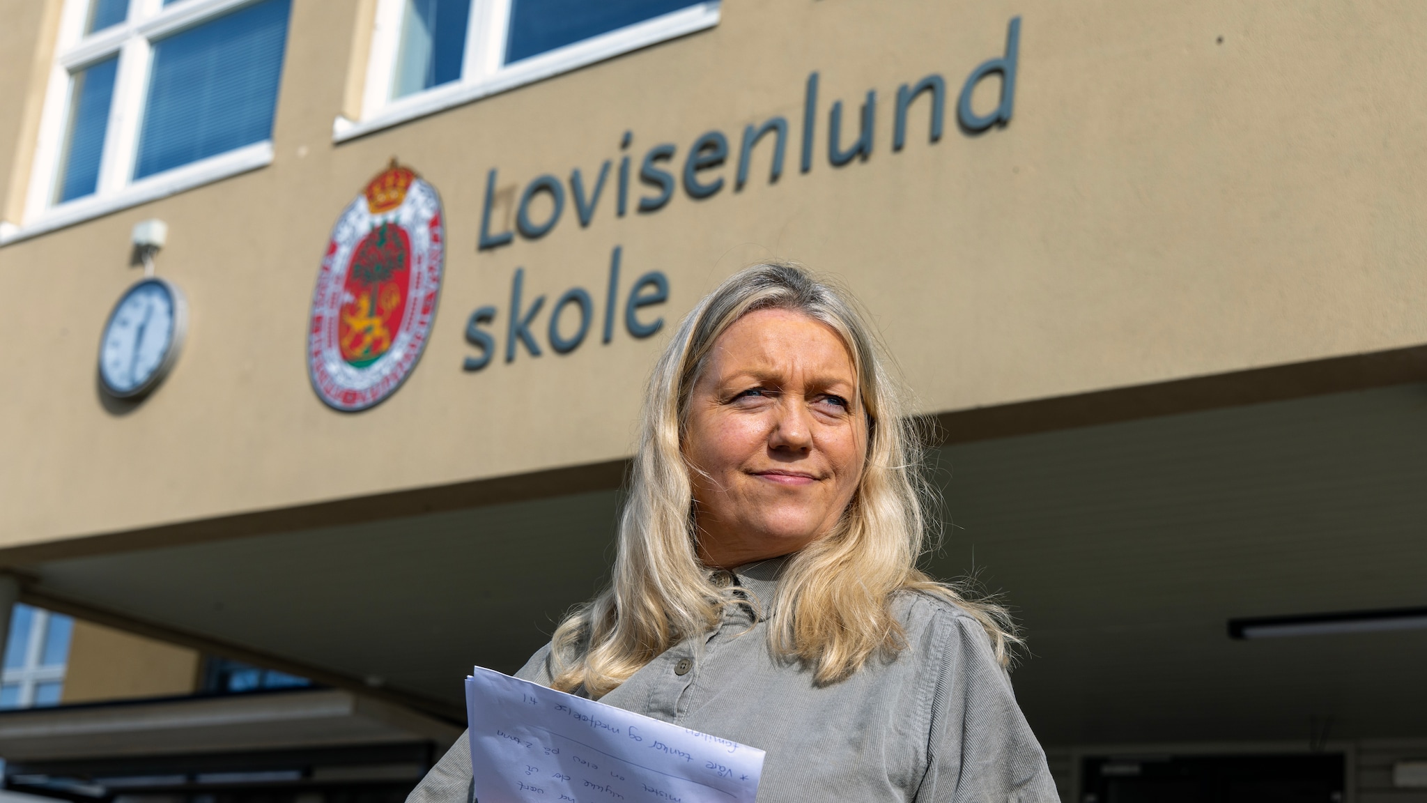 Pressekonferanse fra  Lovisenlund skole ved rektor Cecilia M Johansen