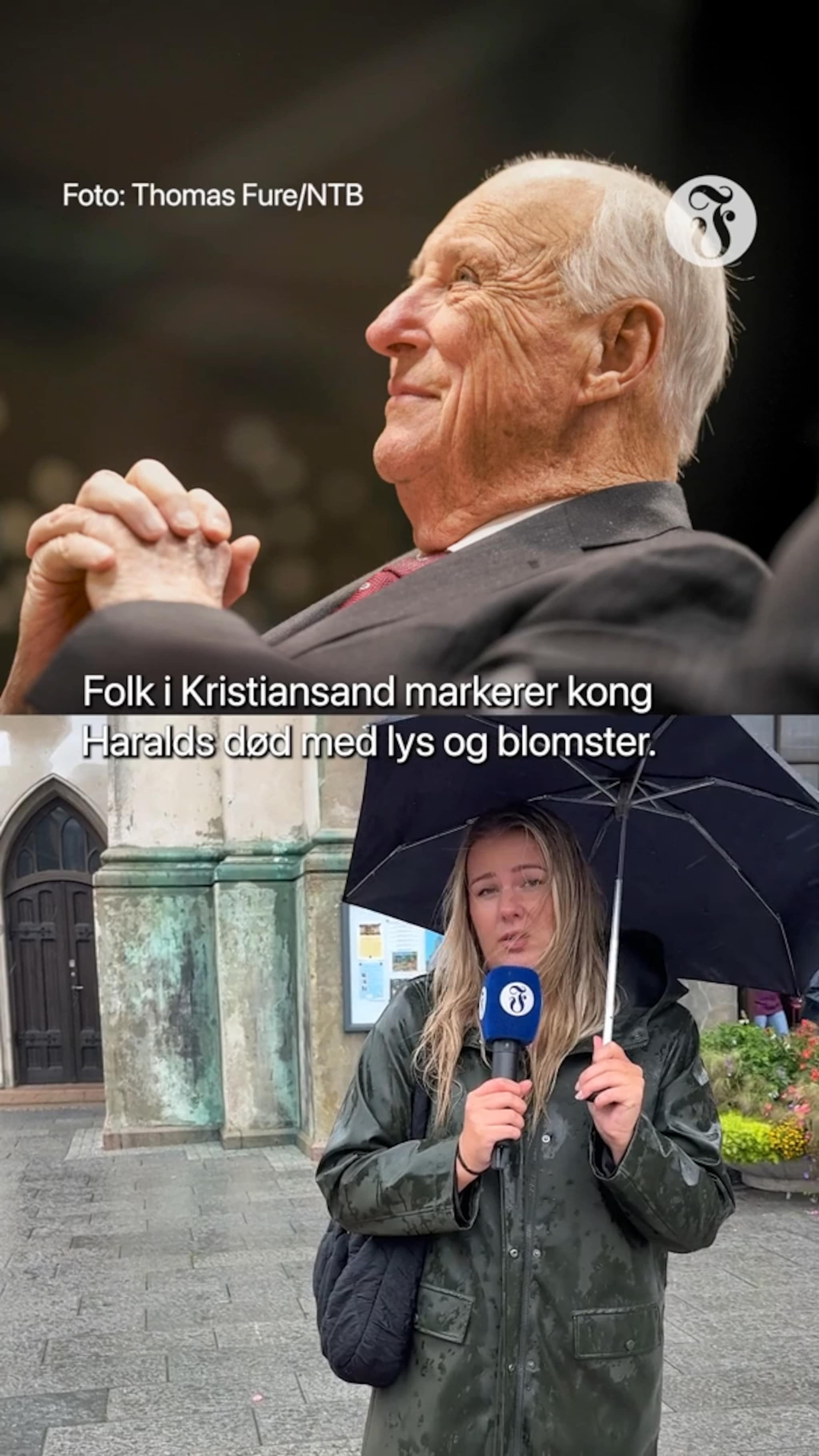 Her tente folk lys og la blomster for kongen i Kristiansand