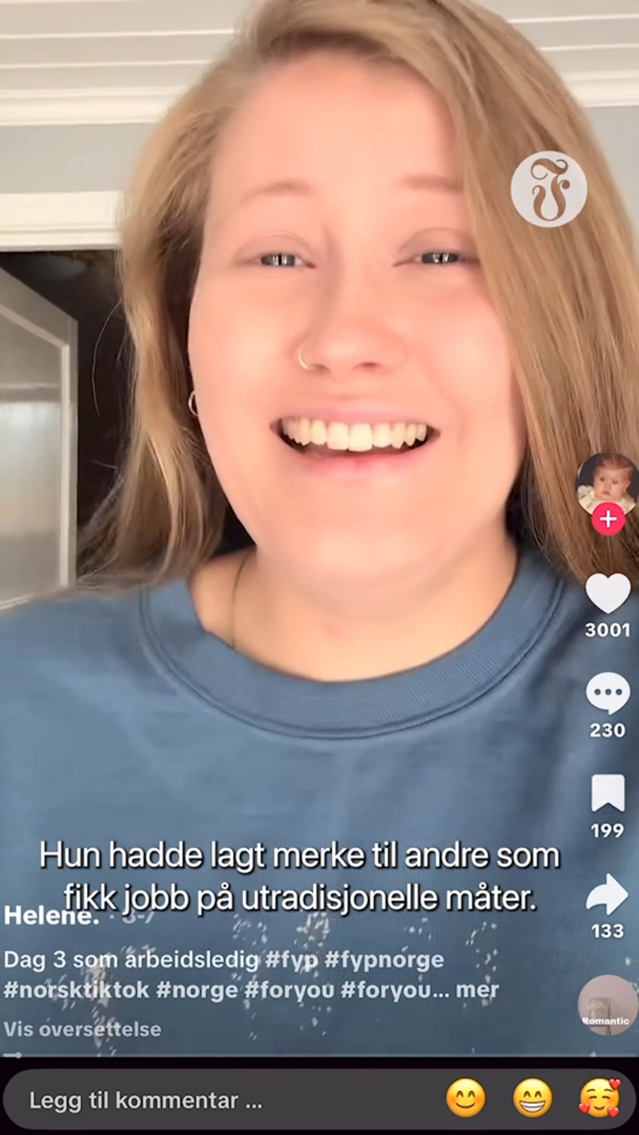 Helene fikk jobb via Tiktok