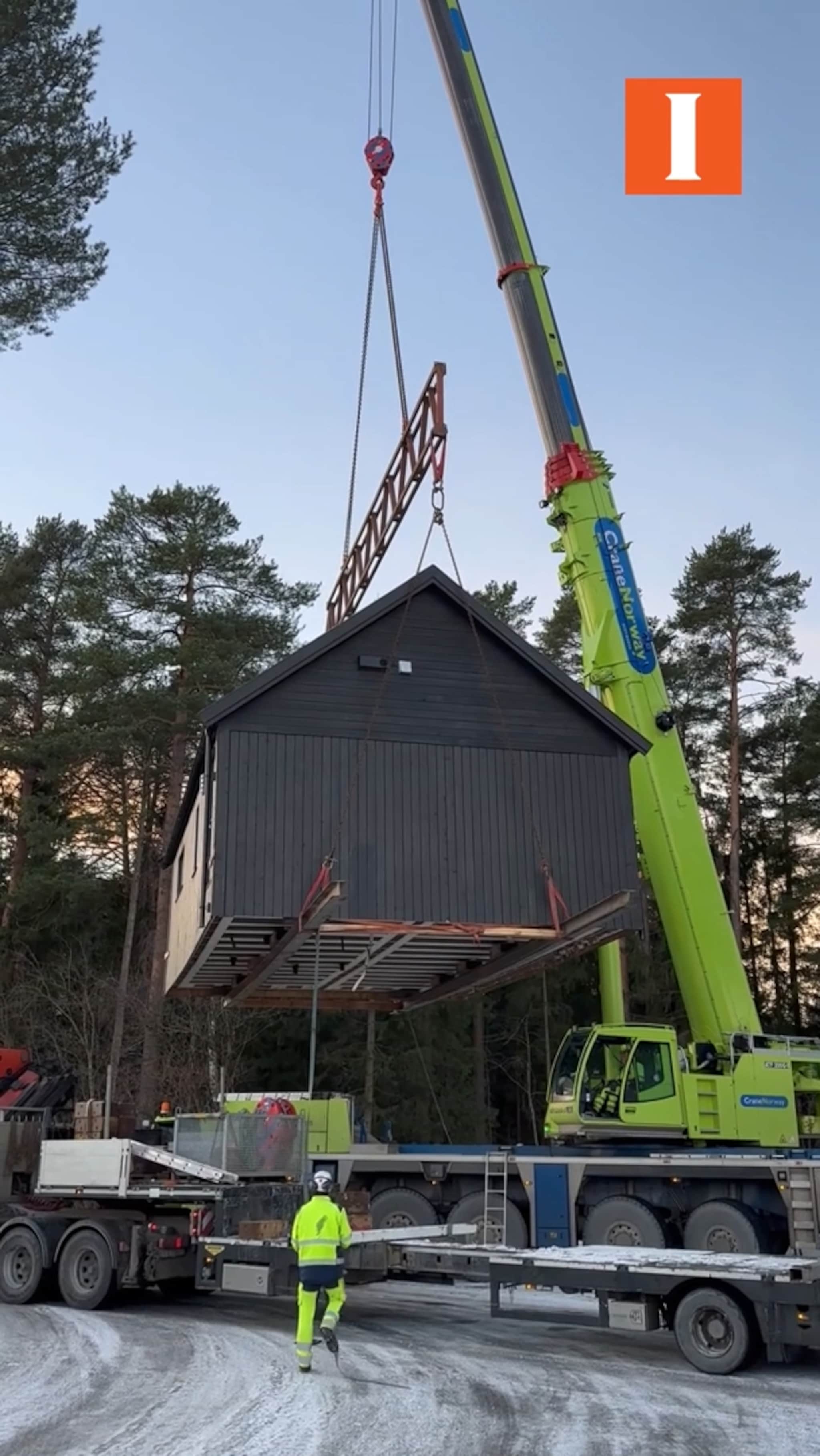 Flyttet huset på lastebil