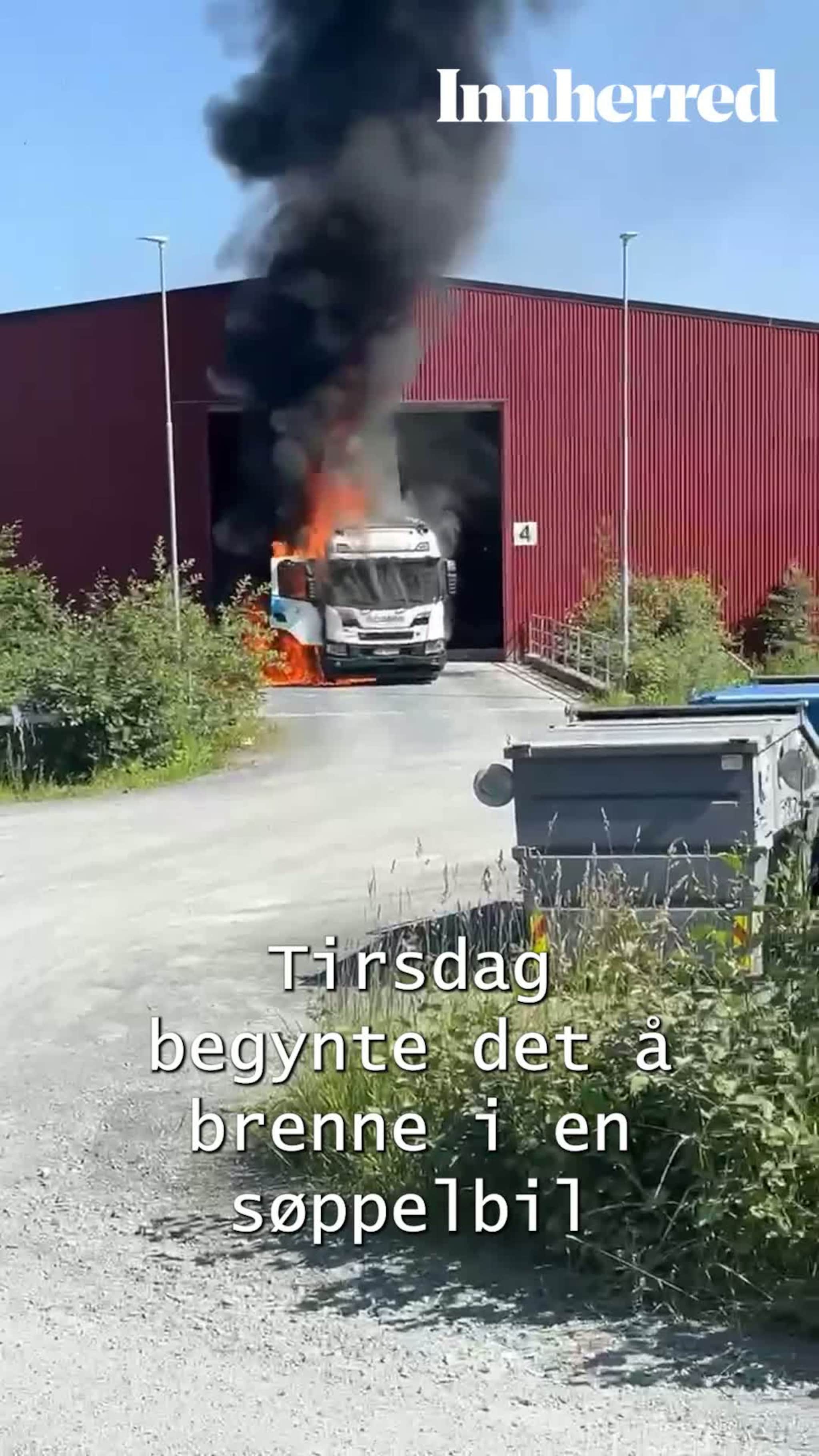 Brann i søppelbil