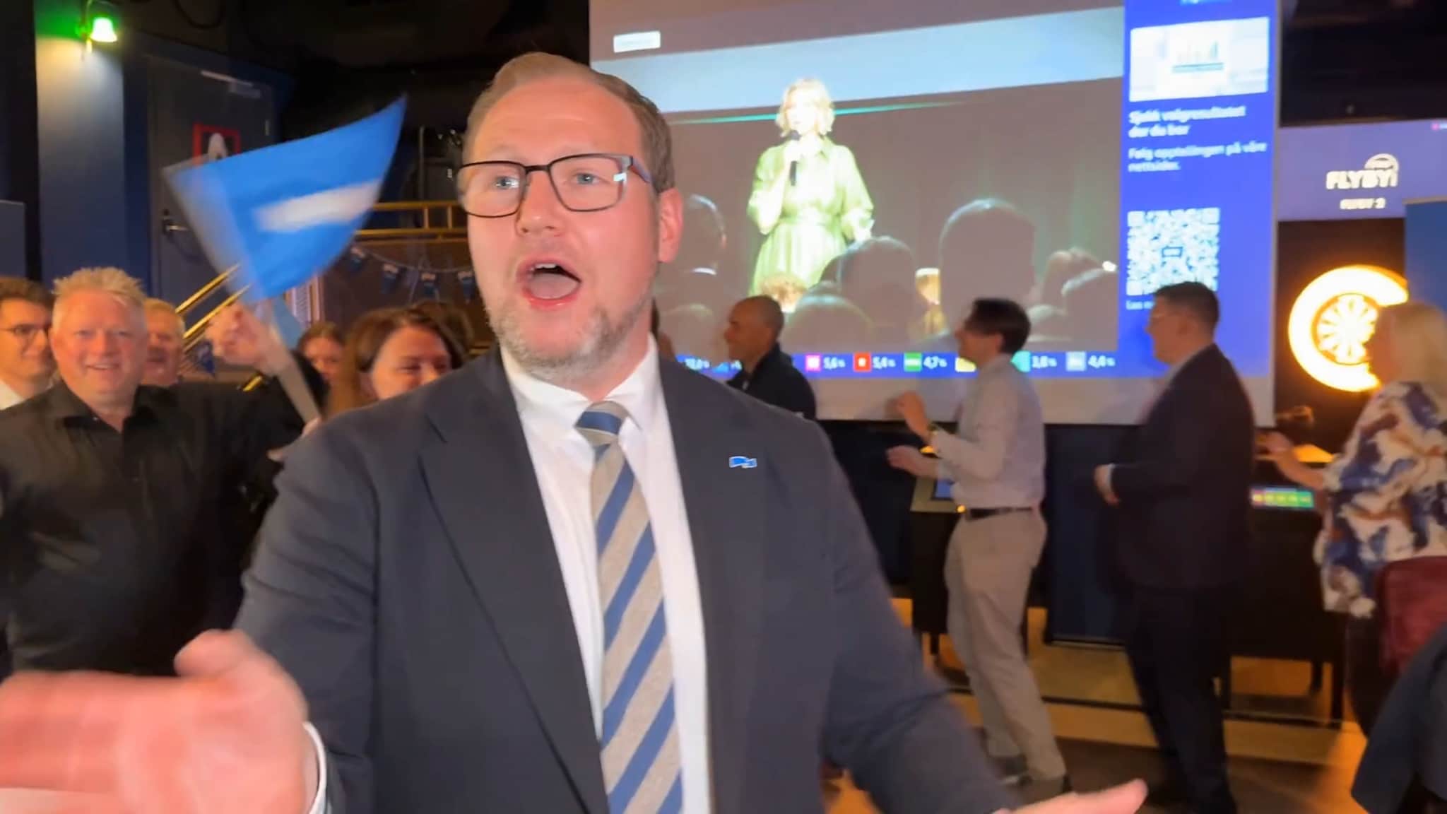 Elendig valgresultat til tross – her drar Erlend (H) i gang jenka