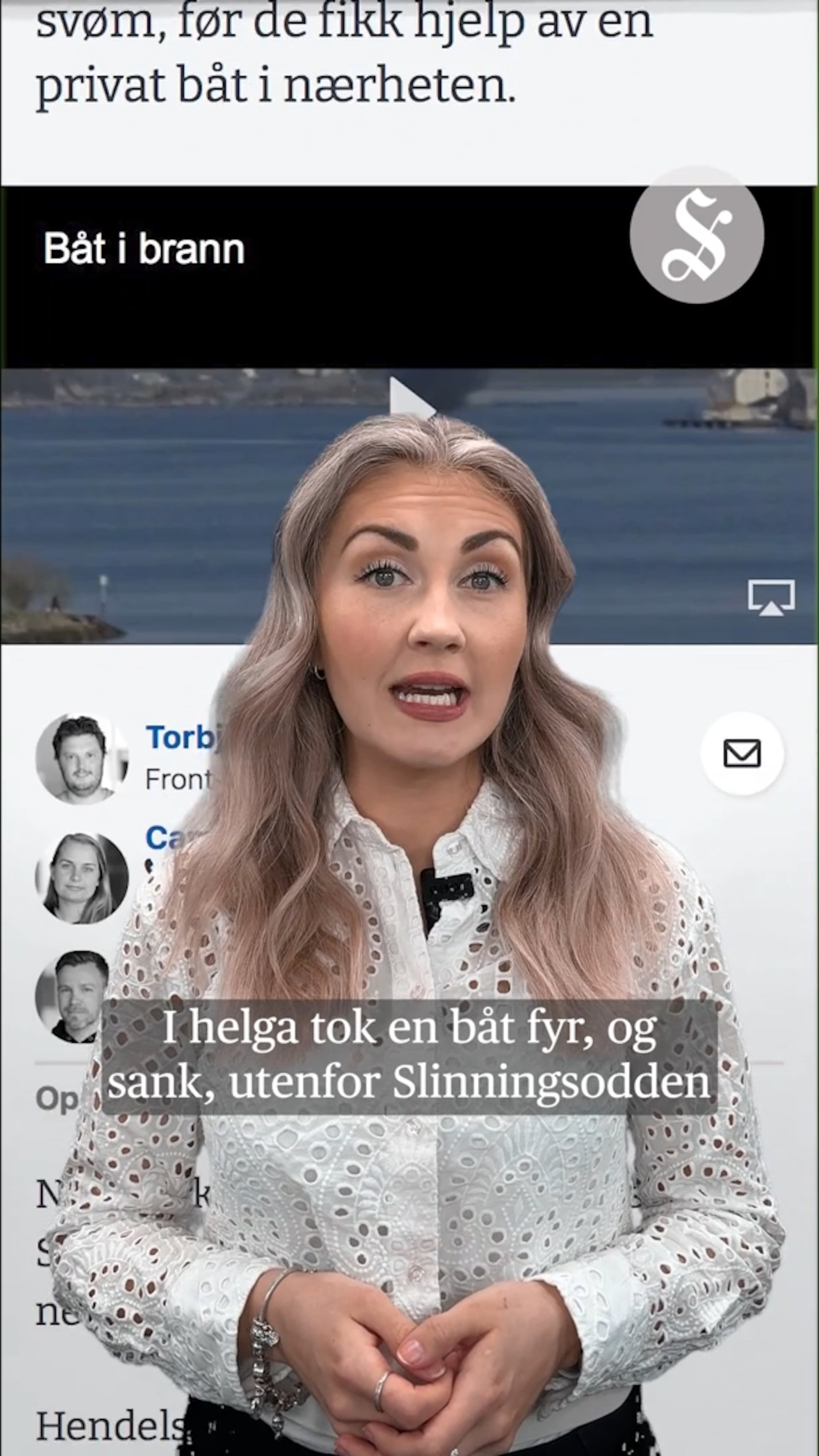 Hoppa i sjøen da båten starta å brenne