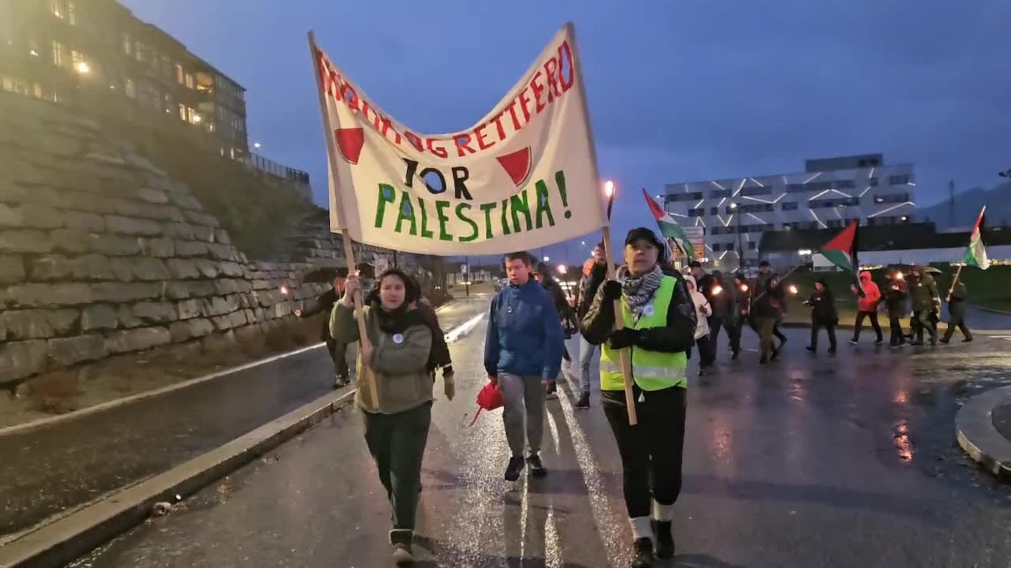 Fakkeltog til støtte for Palestina