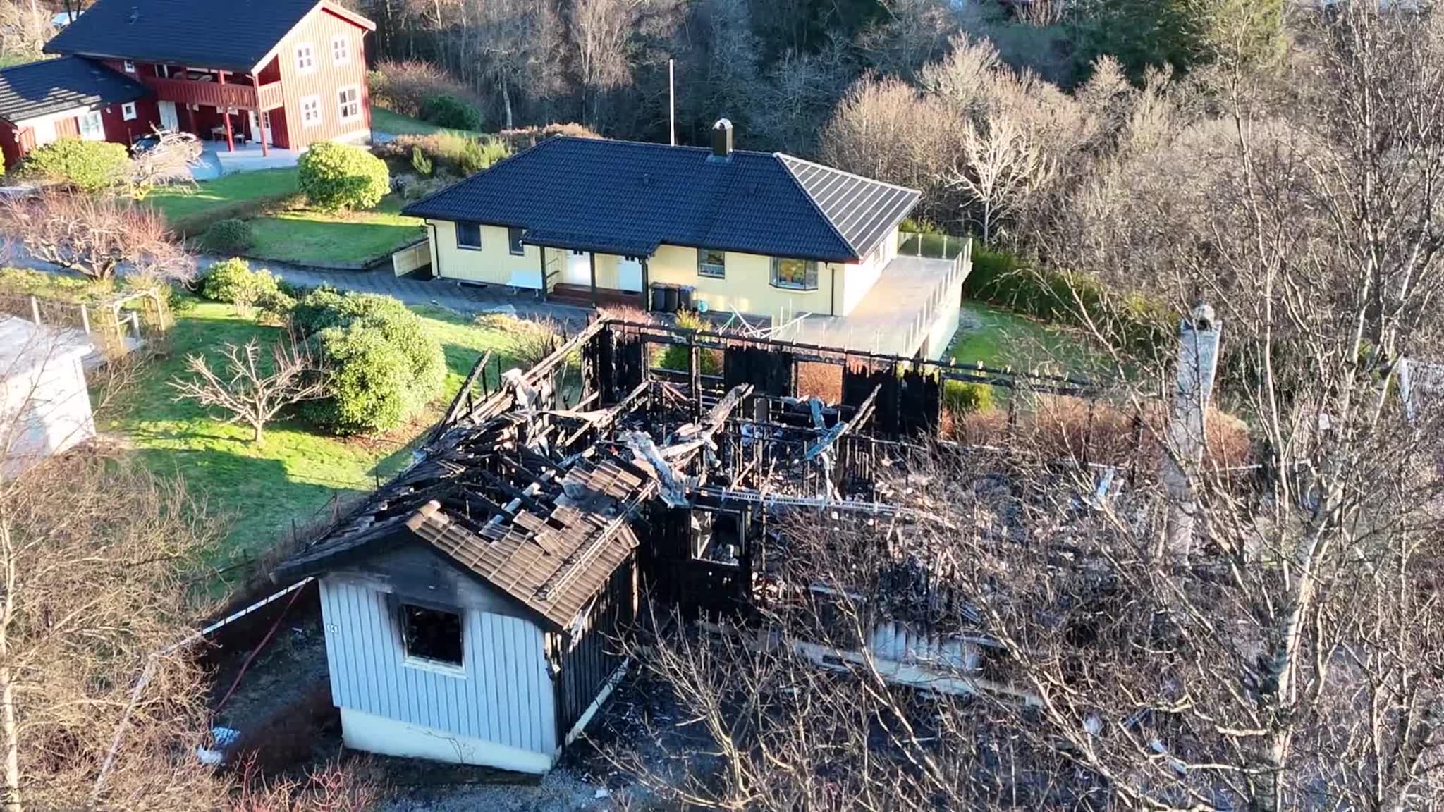 Drone ved branntomta