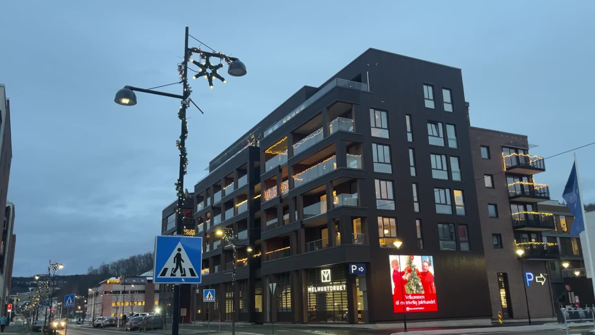 Blinkende julelys i Melhus sentrum