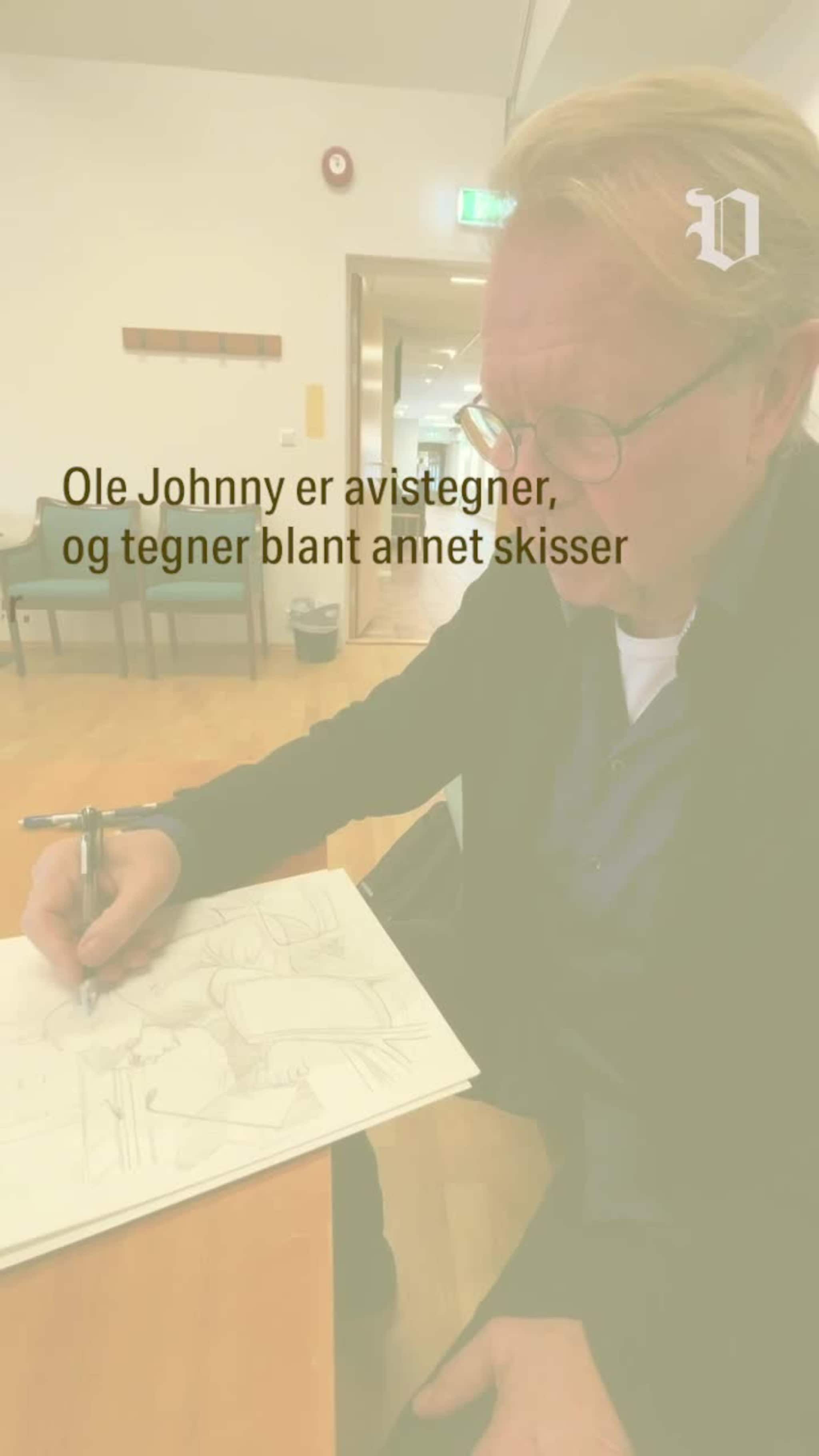 Her tegner Ole Johnny tiltalte under en rettssak