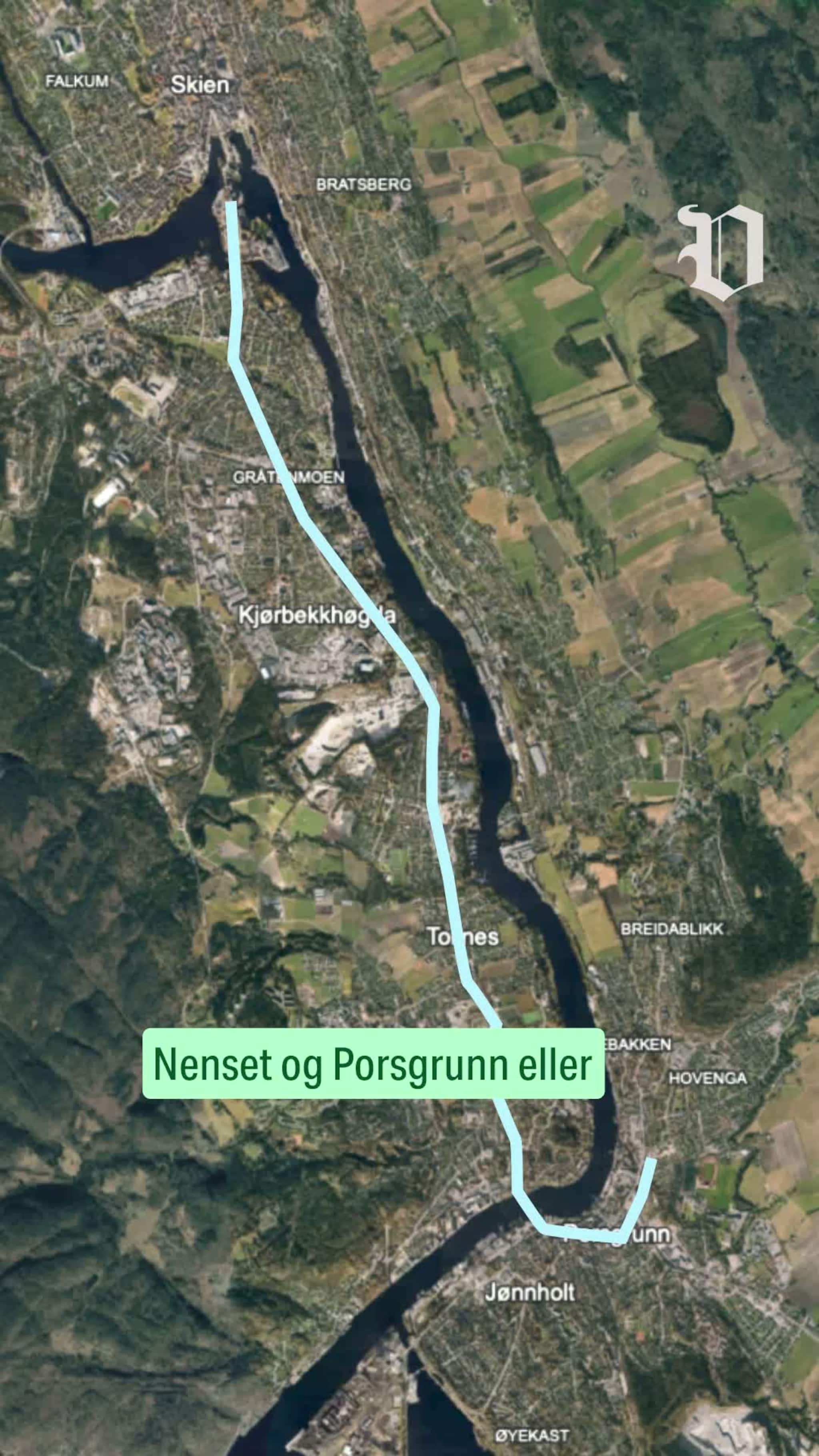 Hvor lang tid tar det å kjøre til Porsgrunn?