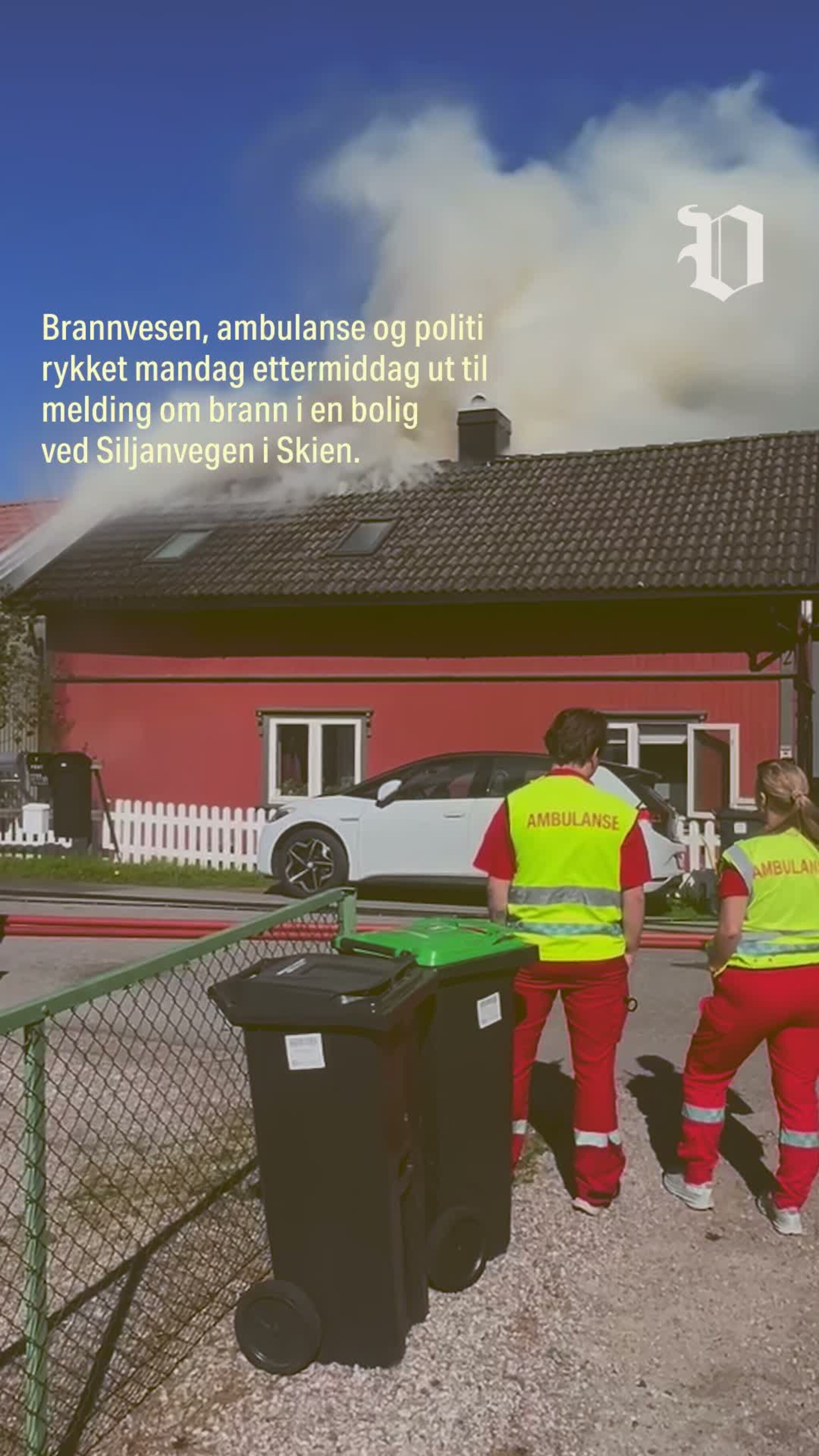 Dramatisk husbrann i Skien