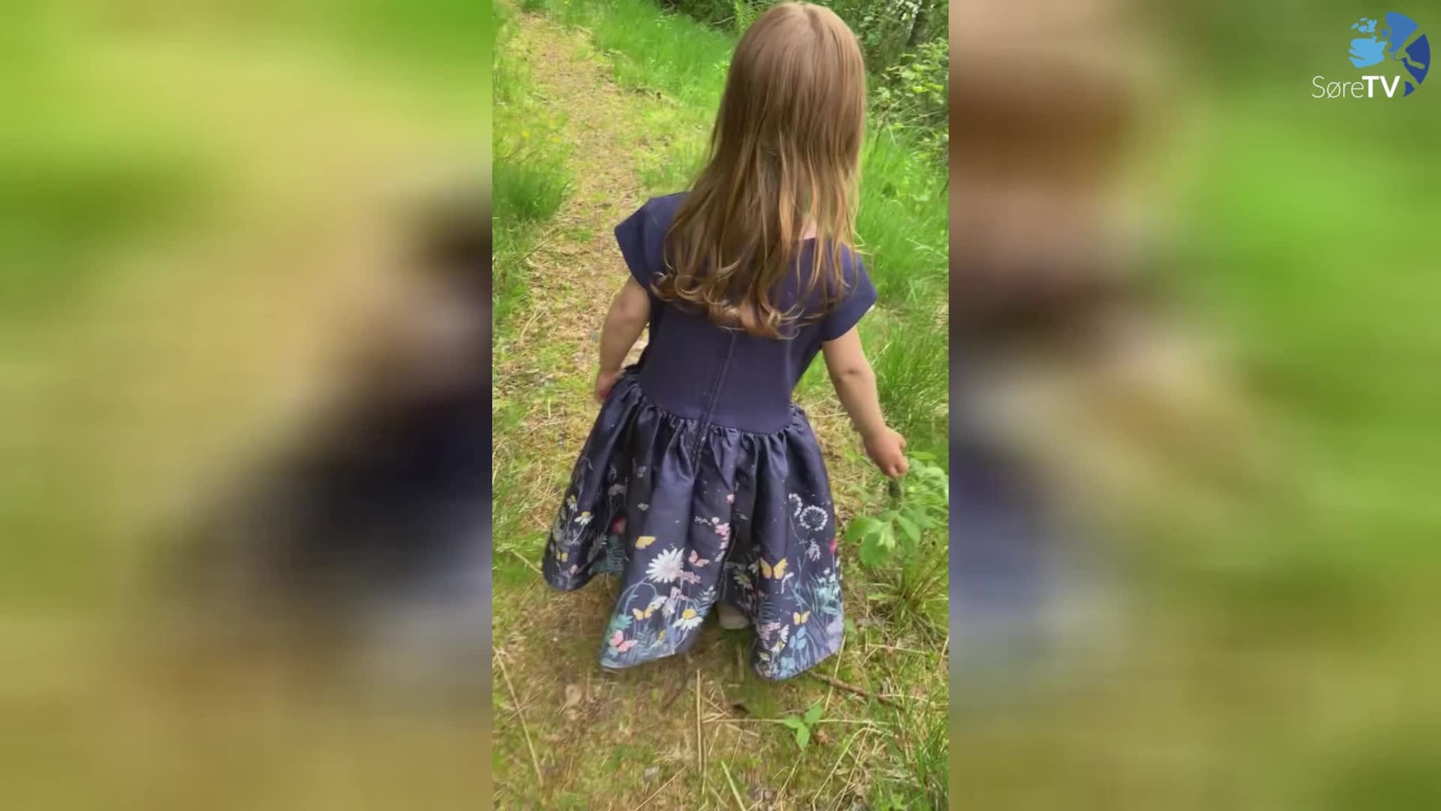 Barnebarn på tur i skogen