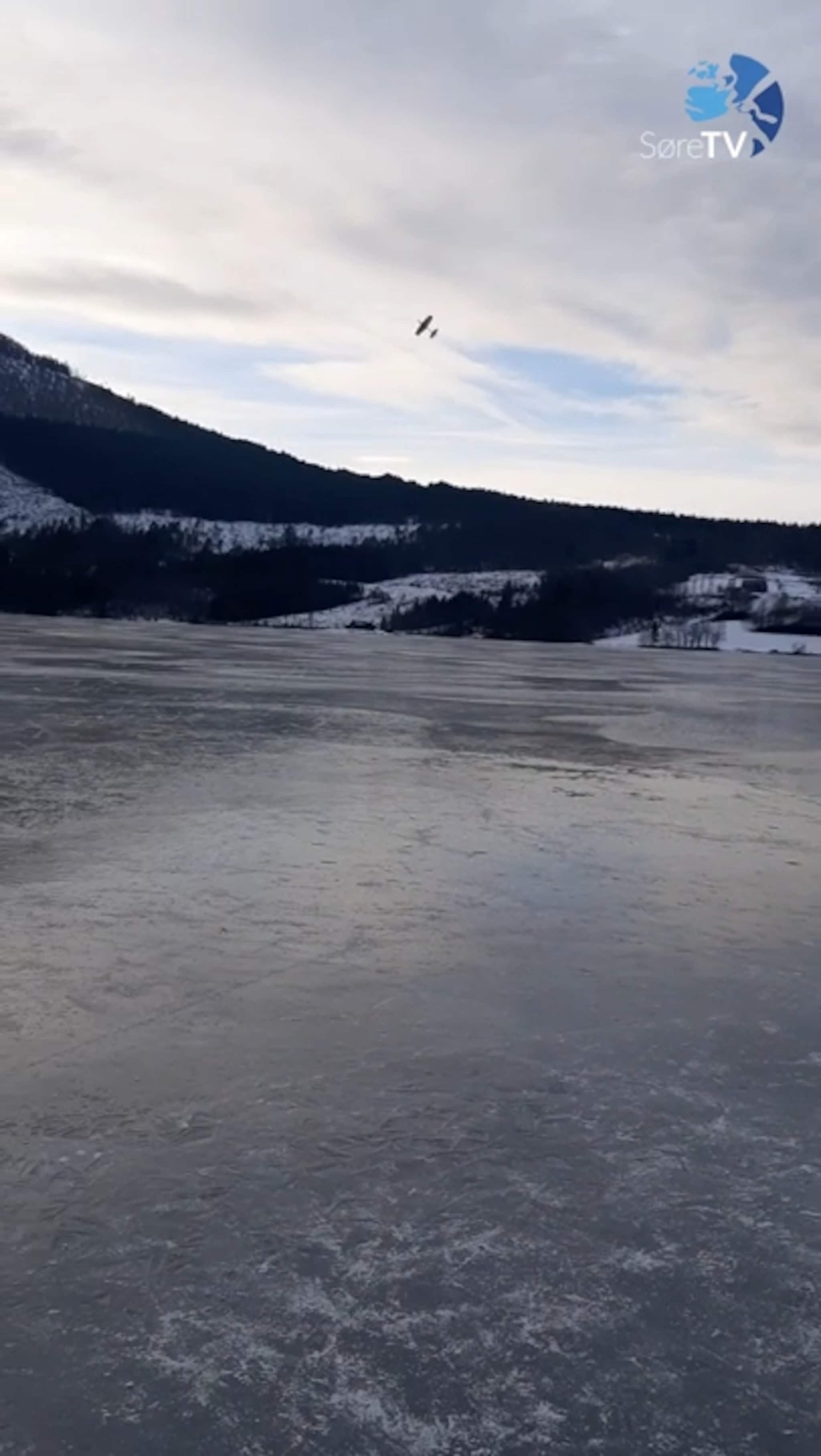 Flyg over isen på Vatnevatnet